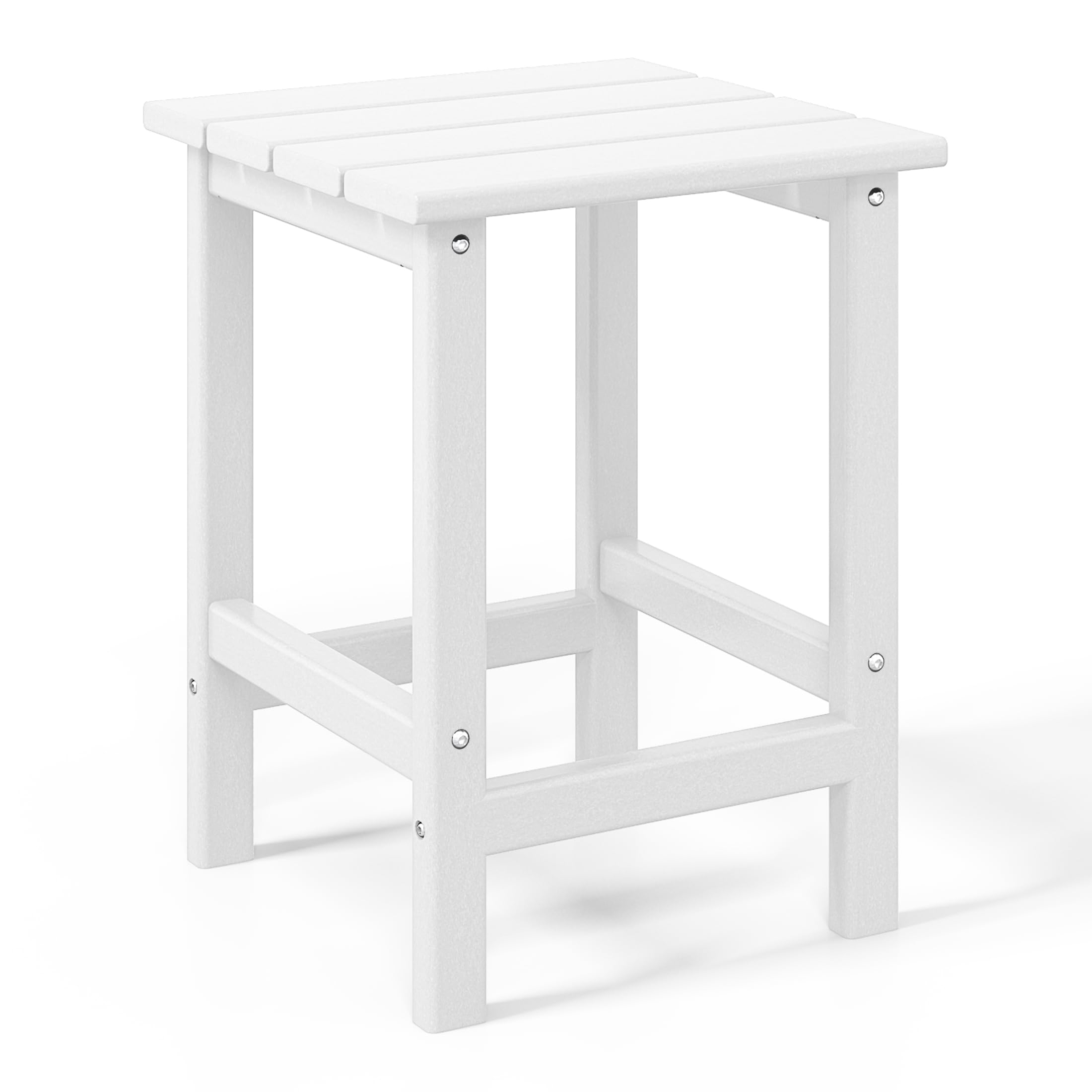 WestinTrends White All-Weather Poly Lumber Adirondack Square End Table - Outdoor Patio Furniture for Garden, Poolside & Deck Decor