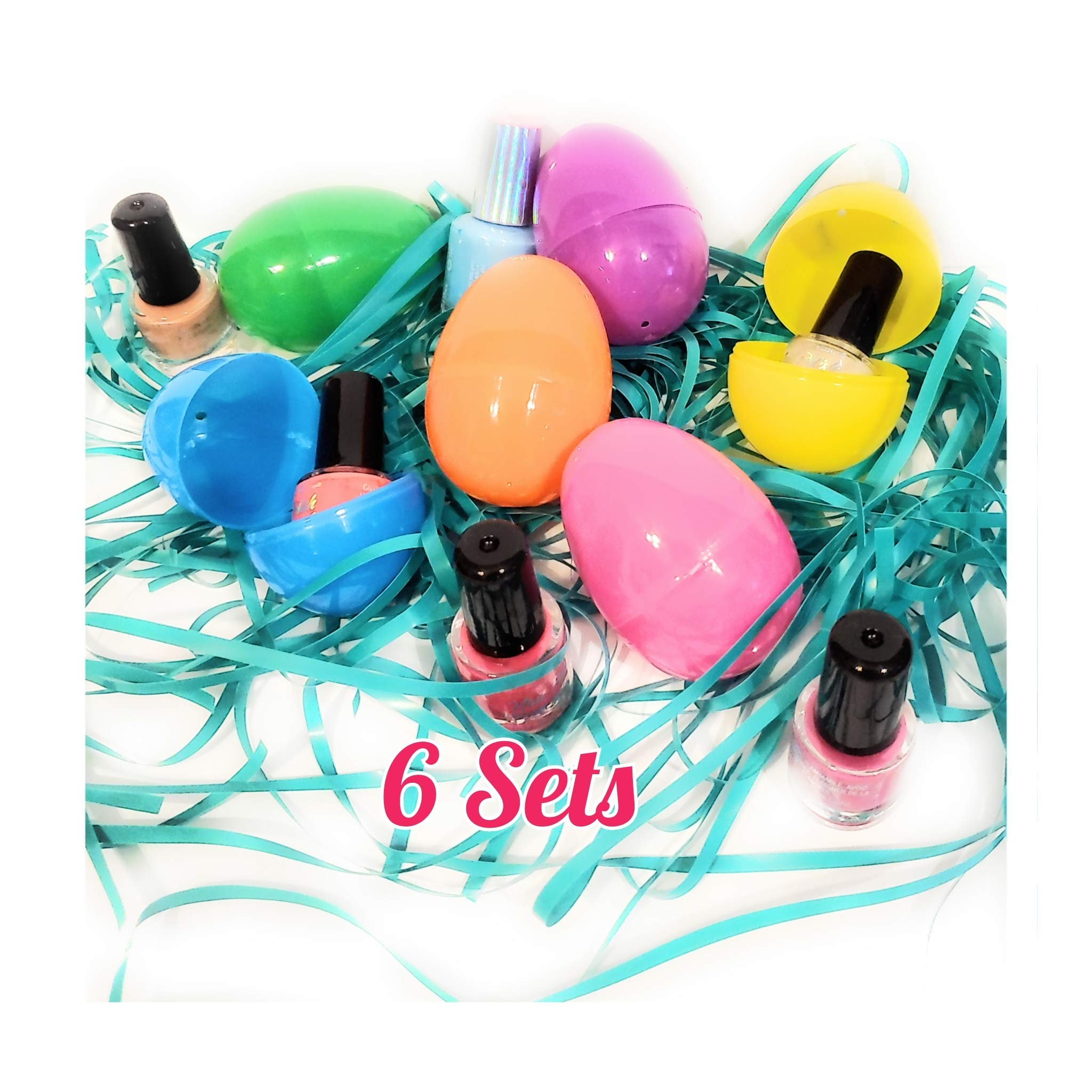 Easter Nail Polish Set for Women & Girls - 6 Large Colorful Eggs with 6 Mini Nail Polishes, Spring Nail Art Gift for Easter Party, DIY Manicure at Home
