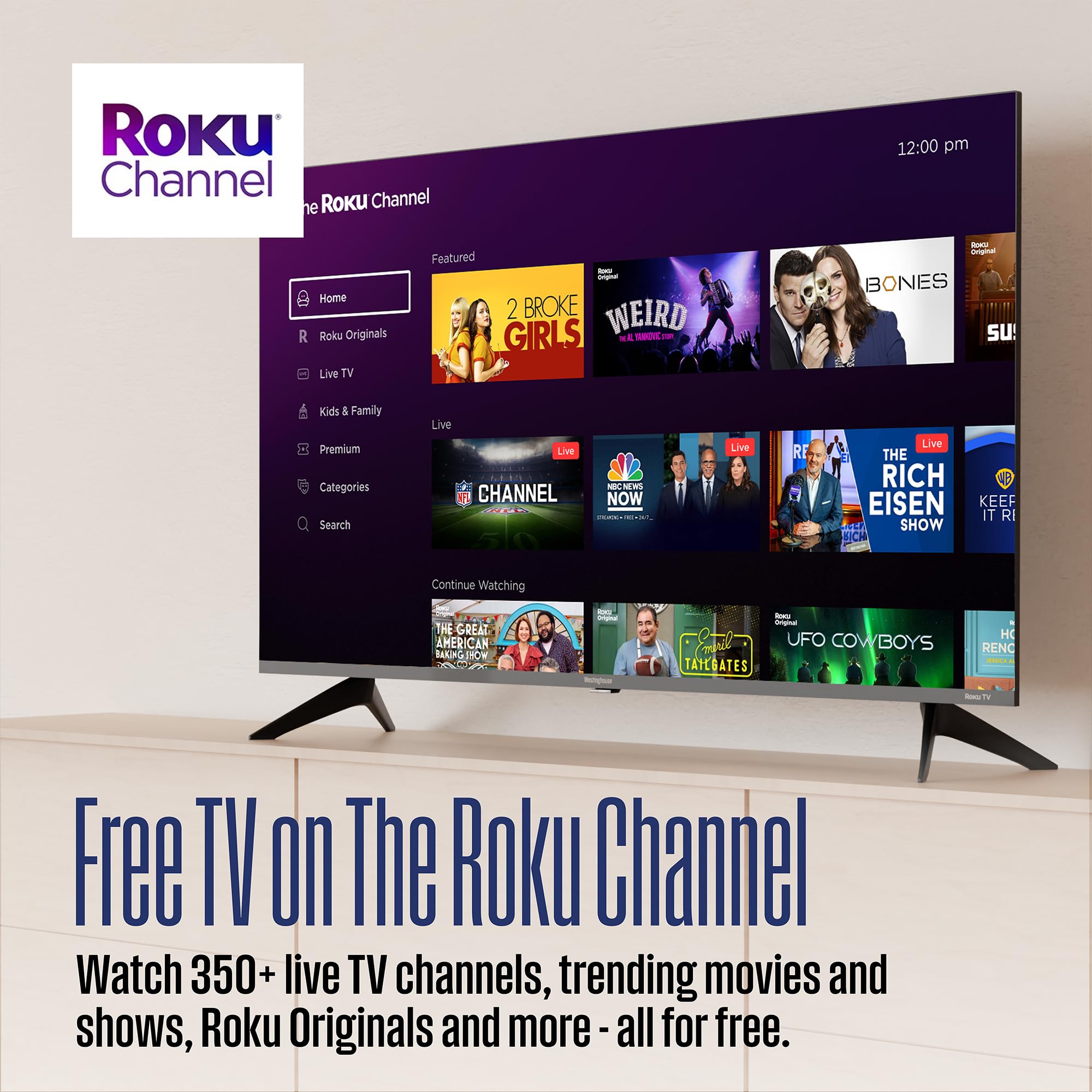 Westinghouse 32 Inch Smart LED HD TV with Roku - Edgeless Flat Screen, Wi-Fi, Mobile App, Apple HomeKit, Alexa & Google Assistant Compatible - Perfect for Living Room, Bedroom, or Home Theater Setup