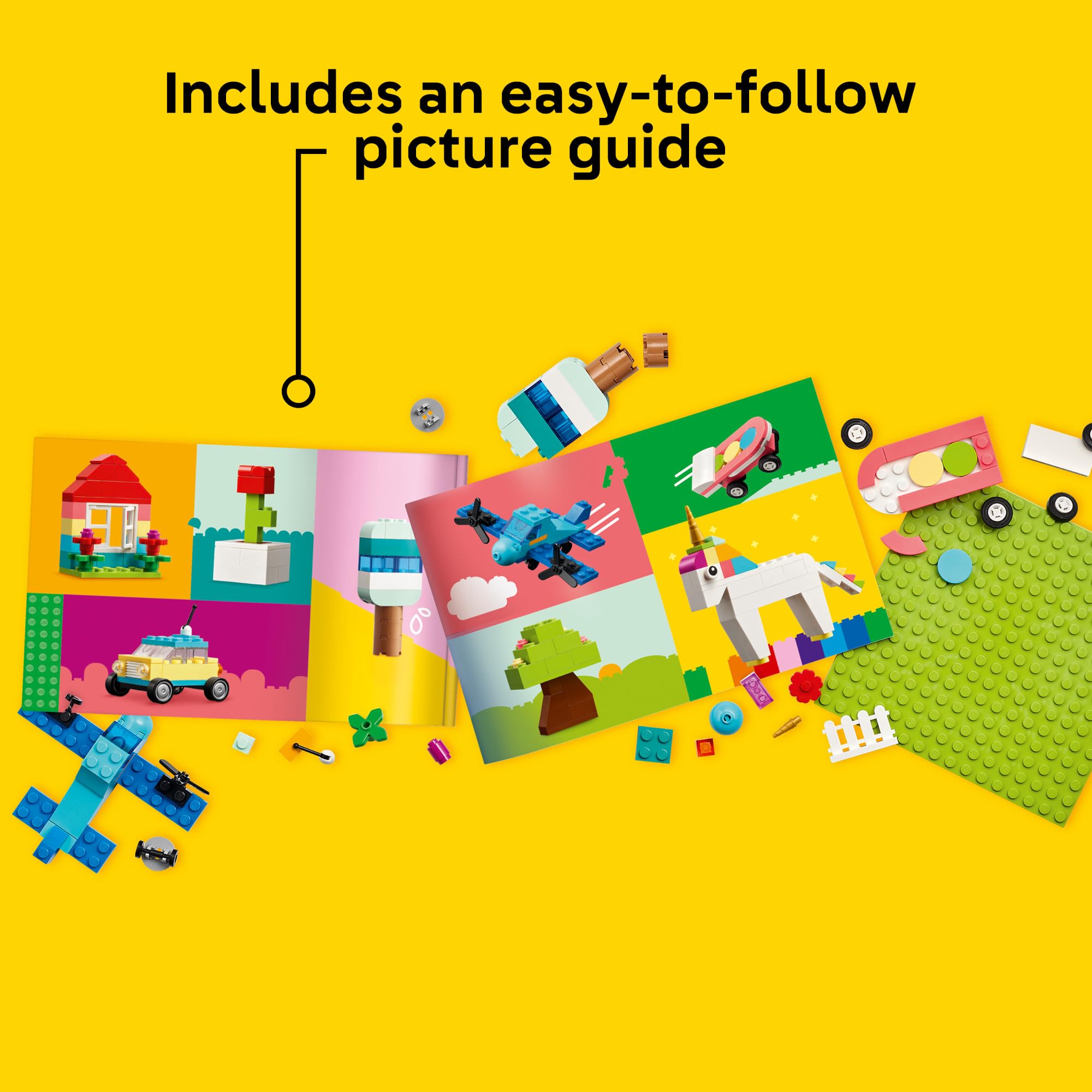 LEGO Classic Vibrant Creative Brick Box - 11038 Pieces, Arts & Crafts Building Set with Unicorn, Skateboard, Guitar & Plane | STEM Educational Sensory Toy for Kids Ages 4+ | Perfect Birthday Gift for Boys & Girls | Creative Play for Home, Classroom & Travel