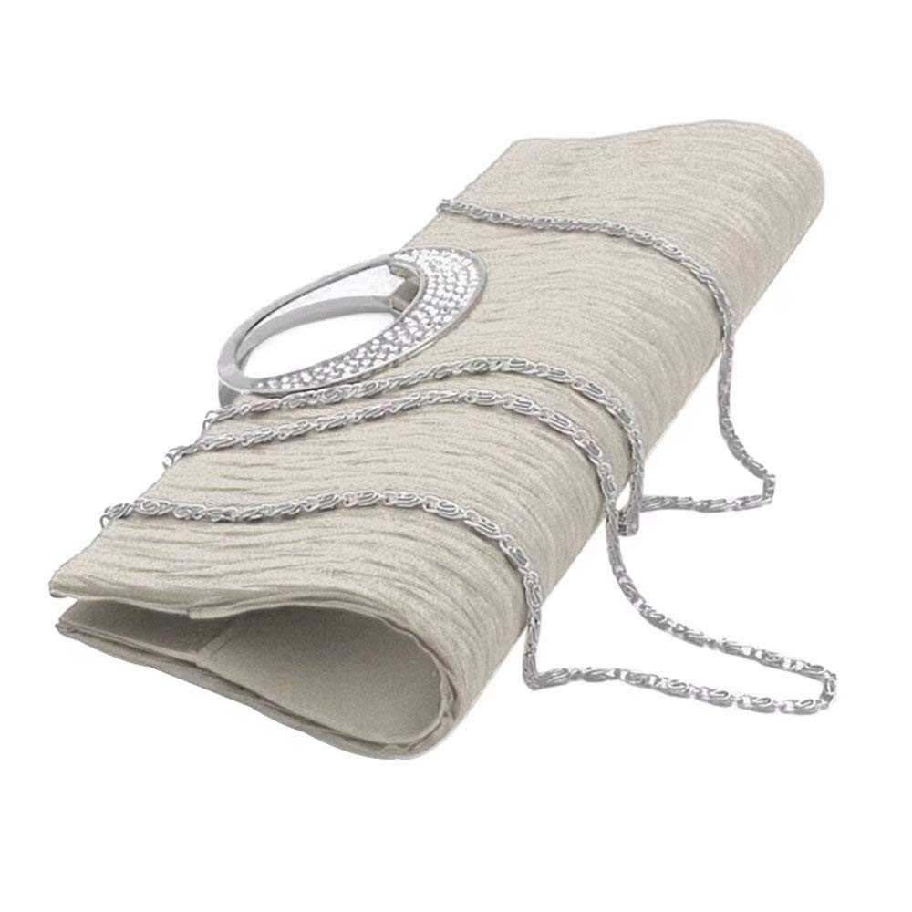 Sparkly Rhinestone Satin Pleated Clutch Purse for Women - Elegant Evening Bag for Wedding, Prom, Party & Special Occasions | Perfect Bridal Accessory & Formal Event Handbag