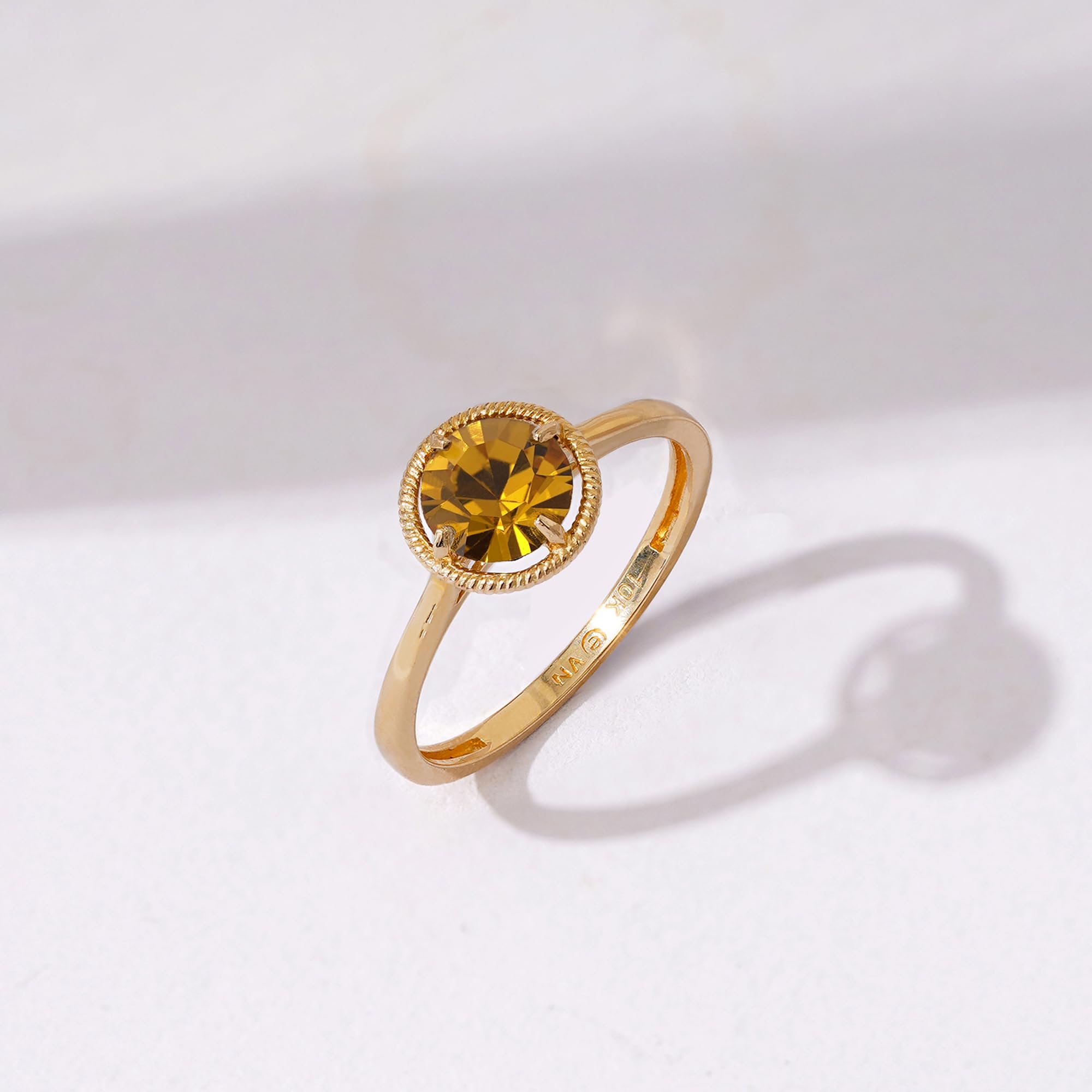 10K Gold March Birthstone Ring with Imported Crystal - Amazon Essentials (Previously Amazon Collection) - Perfect for Birthdays, Anniversaries & Special Occasions