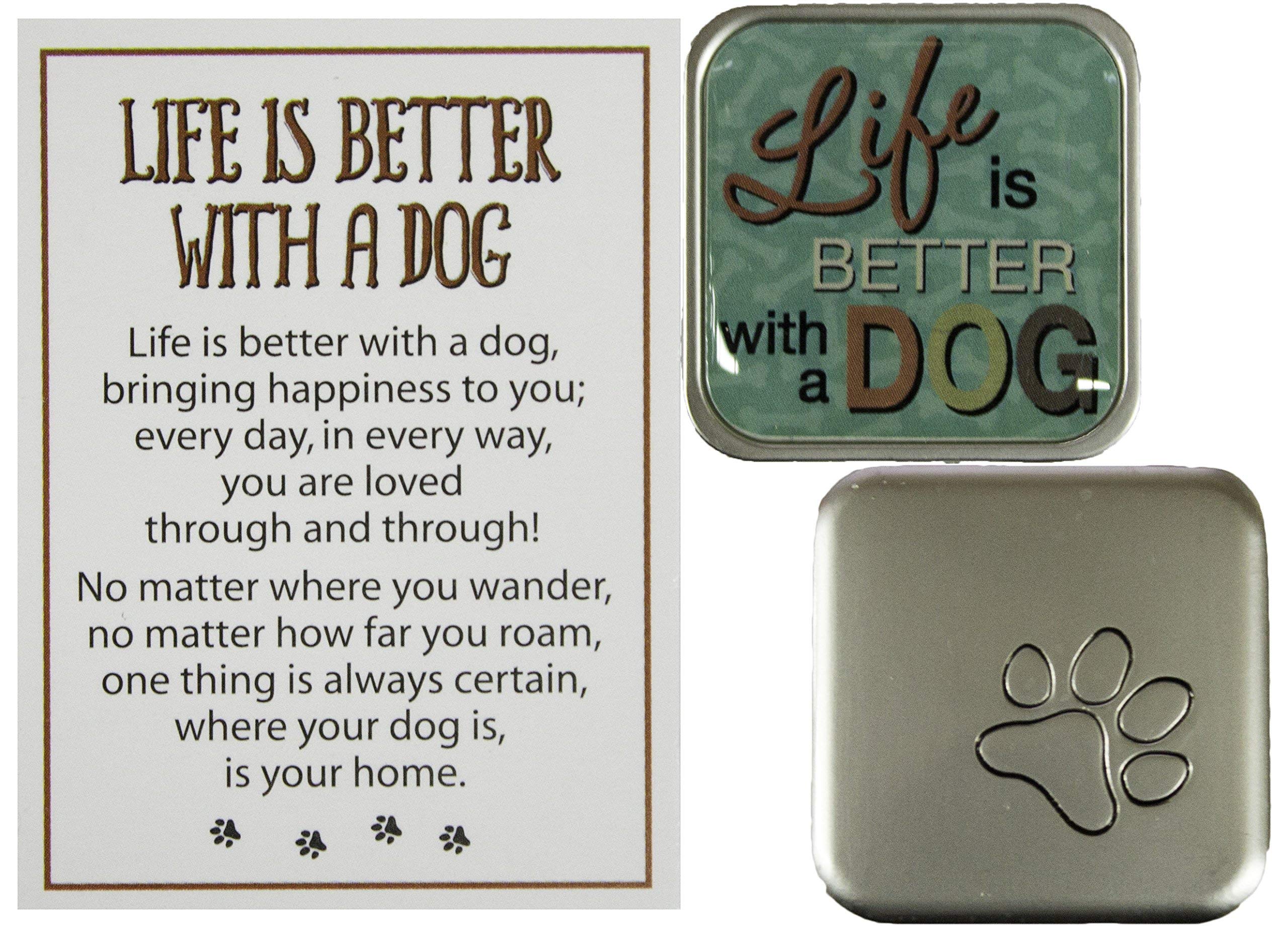 Gnz Dog Lovers Life is Better with A Dog Pocket Charm with Story Card - Perfect Gift for Dog Owners, Pet Lovers & Animal Enthusiasts - Ideal for Keychains, Backpacks & Everyday Carry