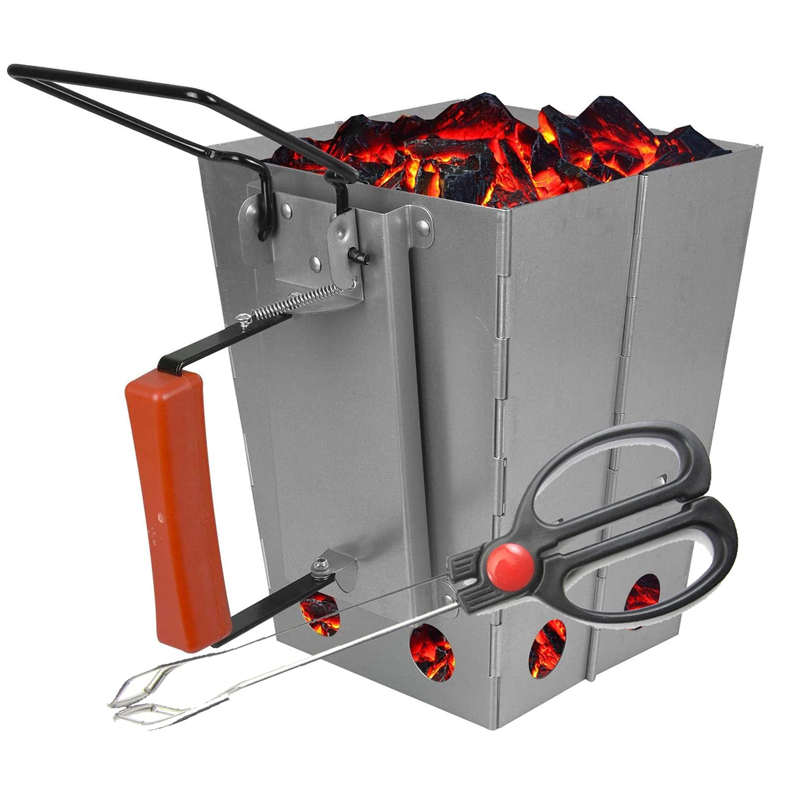 URJEKQ Charcoal Chimney Starter with Safety Handle - Fast & Easy BBQ Fire Starter for Grilling, Camping & Outdoor Cooking - Perfect for Backyard BBQs, Picnics & Tailgating Parties