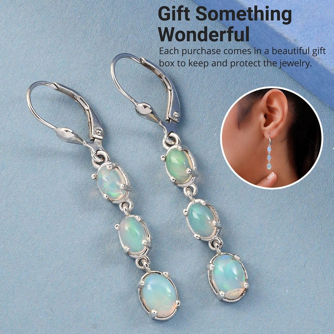 925 Sterling Silver Opal Drop Dangle Earrings for Women | Genuine Gemstone Jewelry | Birthday Gift for Her | Perfect for Parties, Weddings & Special Occasions