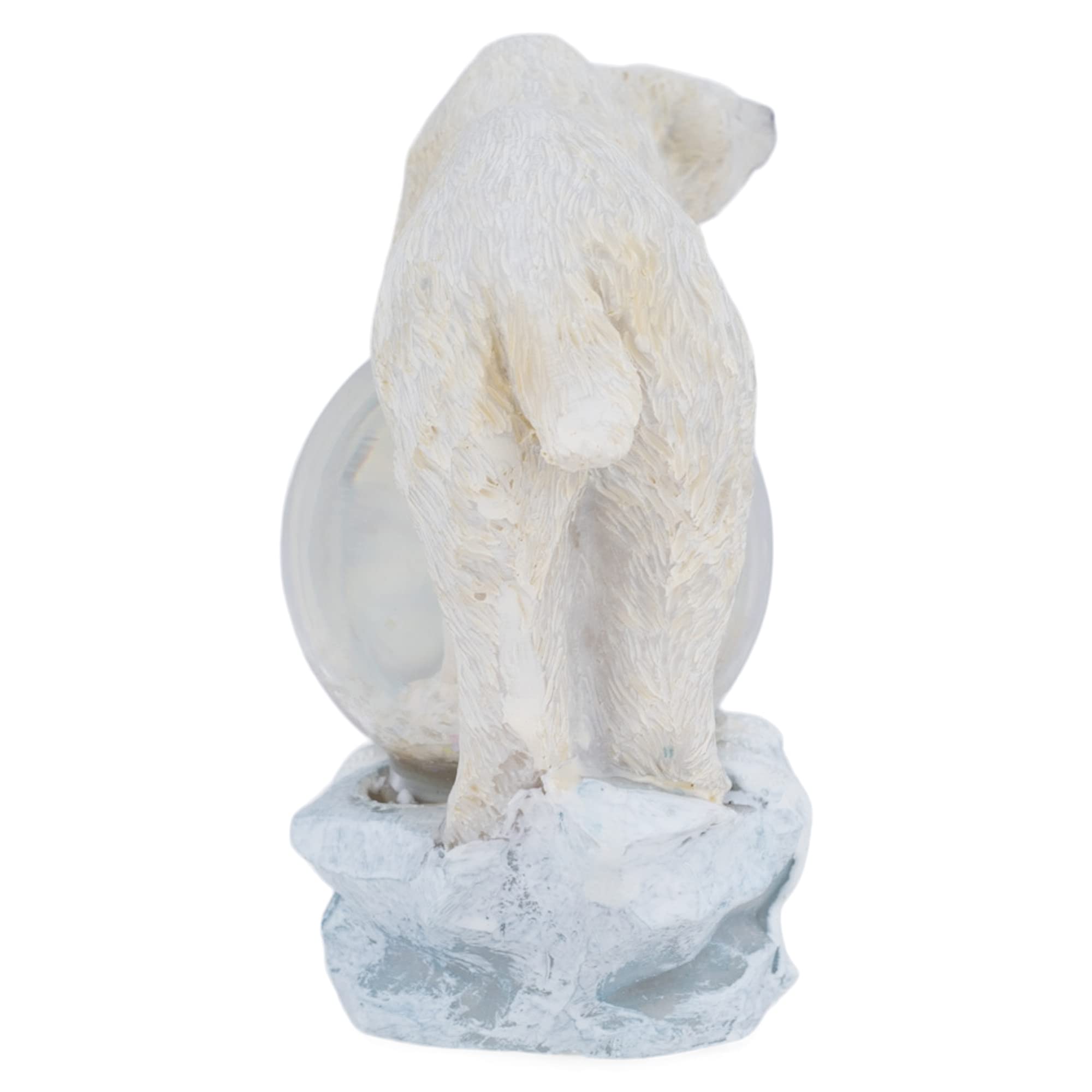 Elanze Designs White Polar Bear Winter Snow Globe - 45MM Miniature Tabletop Decor, Polyresin Glitter Water Scene for Nightstand, Dresser, or Holiday Display | Perfect for Christmas Decorations, Winter Wonderland Theme, and Gift Giving