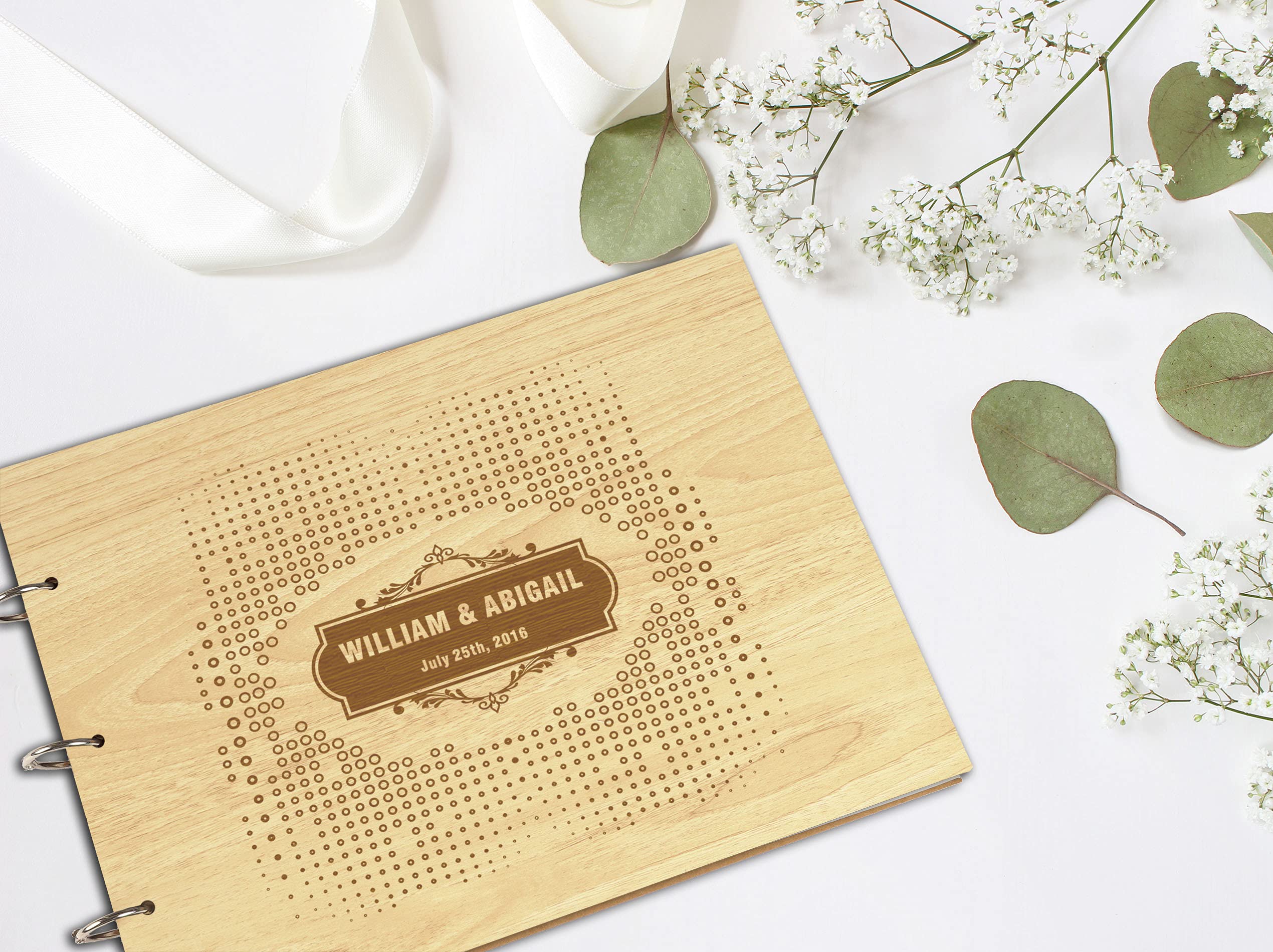 Personalized Engraved Wooden Wedding Guest Book - Laser Cut Custom Sign-in Registry for Bridal Shower, Reception & Anniversary - Perfect for Cherishing Memories