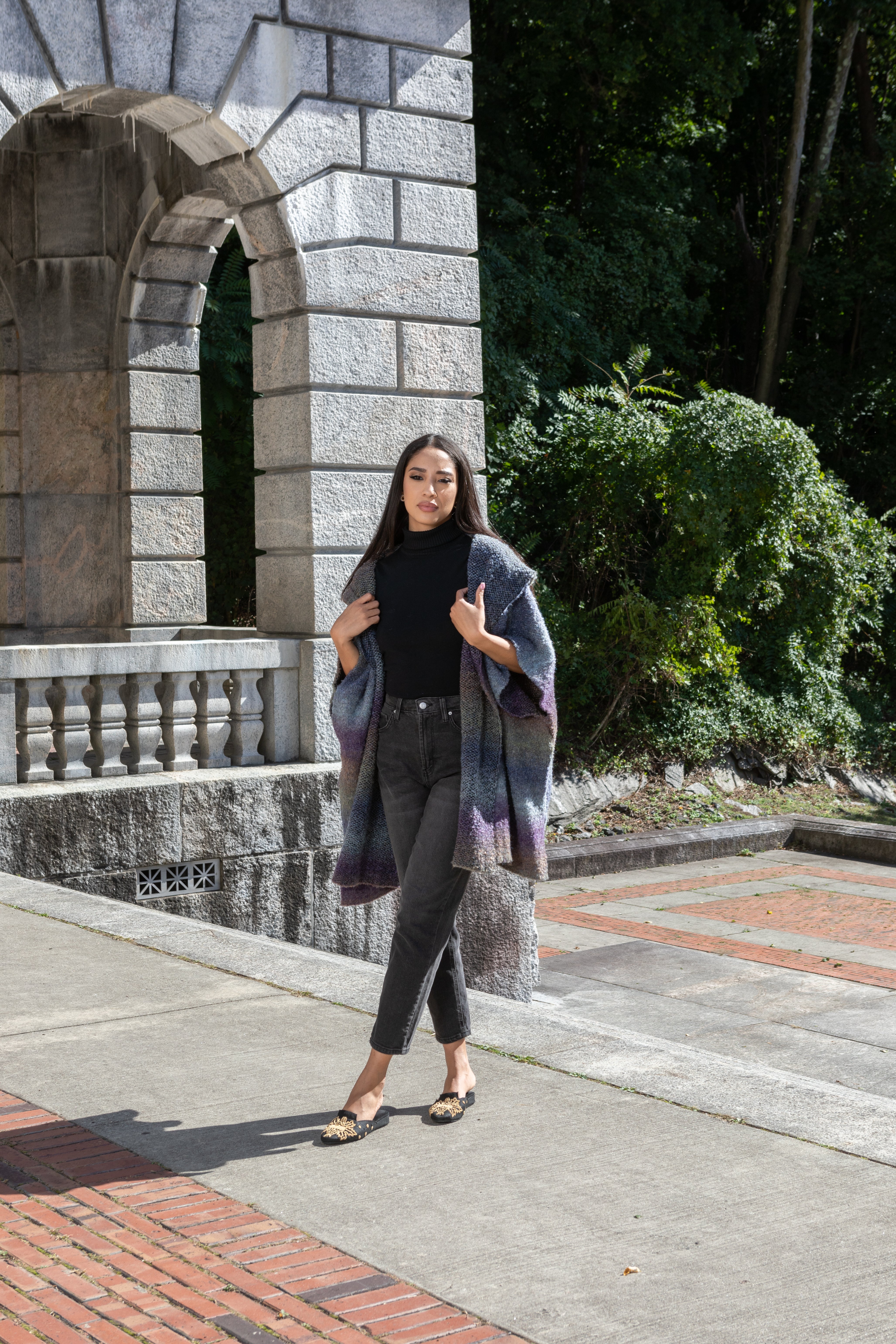 Stylish Hooded Kimono with Multicolor Gradient - Perfect for Loungewear, Yoga, and Beach Cover-Up