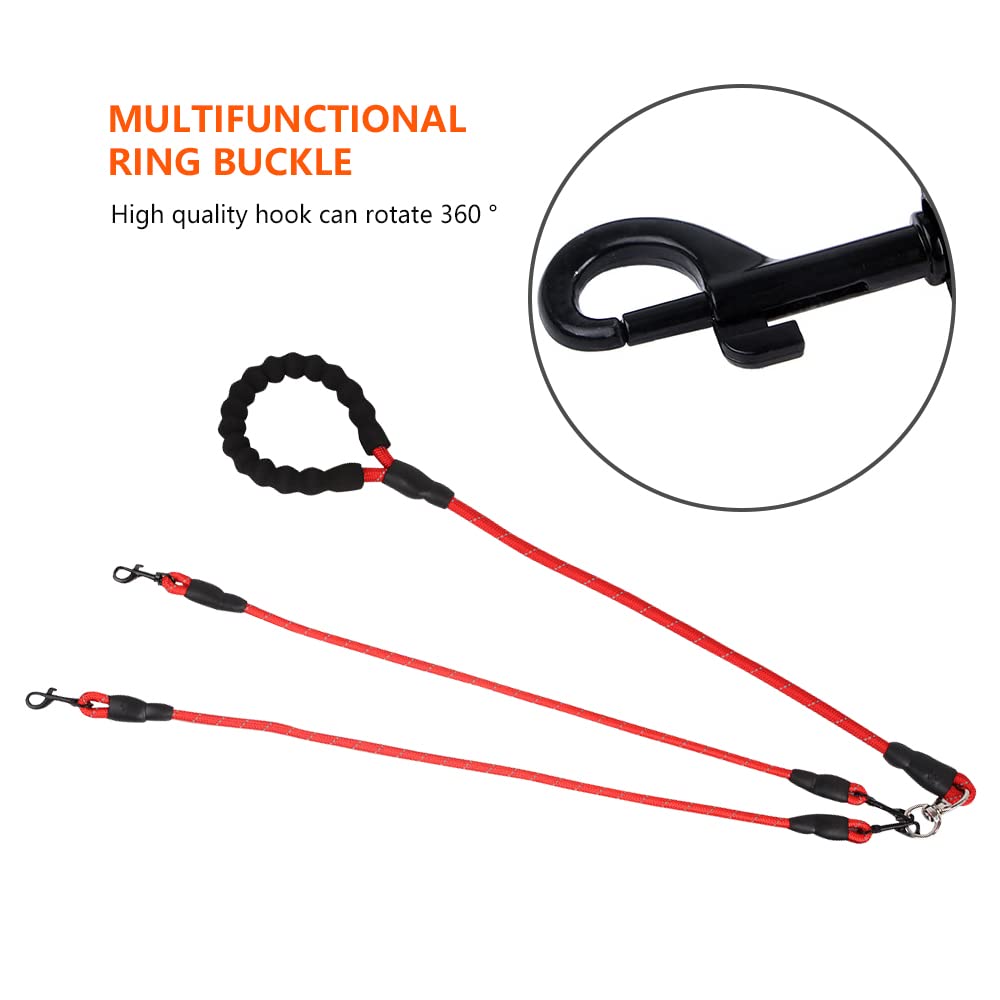 **Dual Dog Leash for 2 Dogs - No Tangle Reflective Double Dog Leash with 360° Swivel, Comfortable Training Leash for Small, Medium & Large Dogs (Red) - Perfect for Walking, Running & Outdoor Adventures**