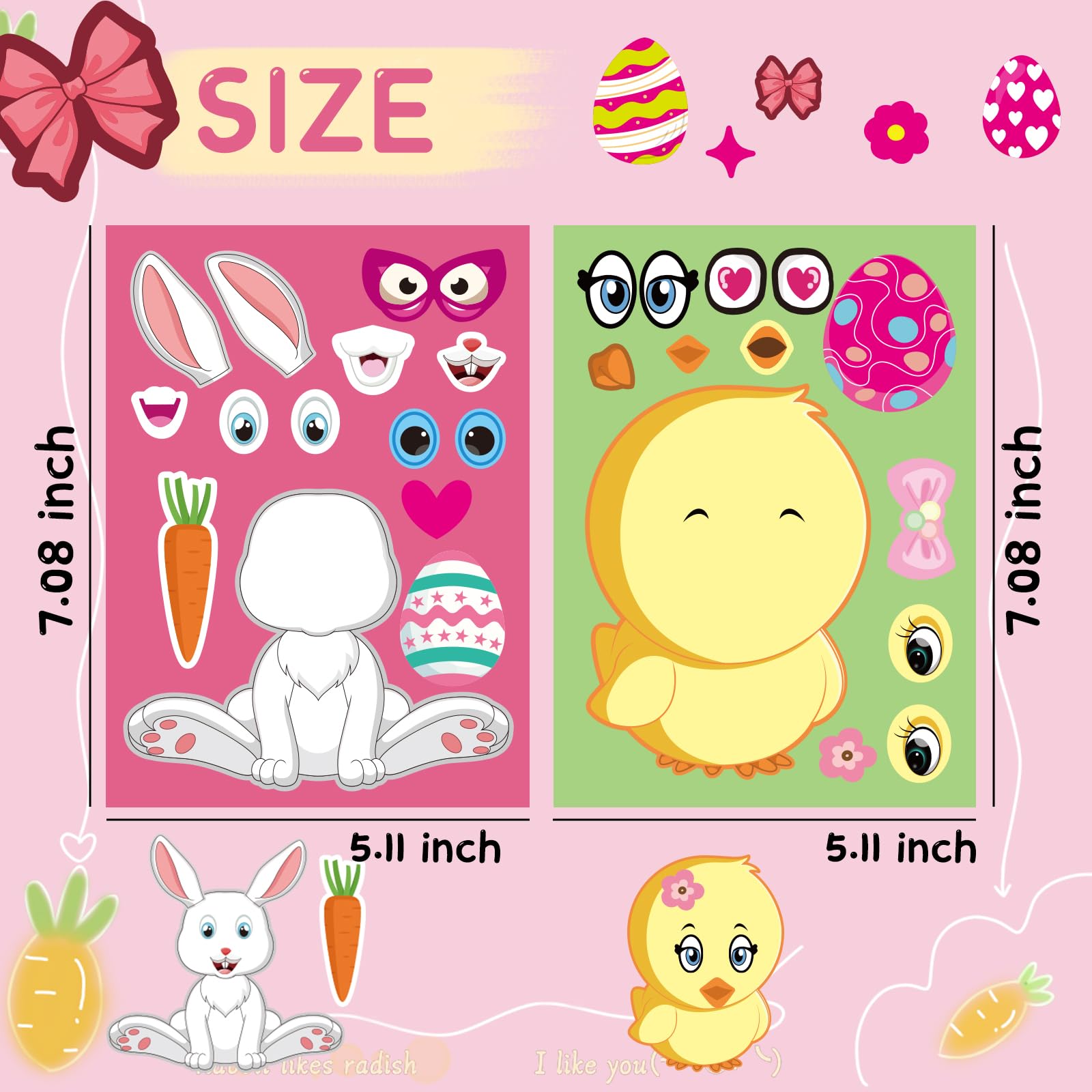 24pcs Easter Stickers for Kids - DIY Make-a-Face Easter Egg Stickers with Farm Animals, Rabbits, Chicks & Sheep - Fun Classroom Activities, Party Favors & Easter Gifts for Children, Family & School Use - Perfect for Easter Egg Hunts, Classroom Rewards & Holiday Crafts