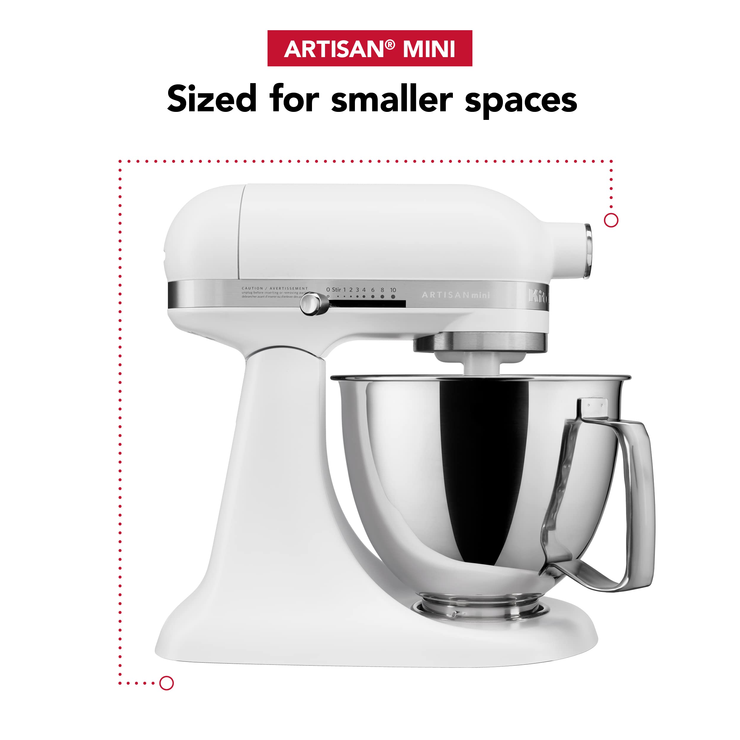 KitchenAid Artisan Mini Plus 3.5-Qt Tilt-Head Stand Mixer with Flex Edge Beater - Matte White | Perfect for Baking Cakes, Cookies & Dough | Compact Kitchen Mixer for Small Spaces
