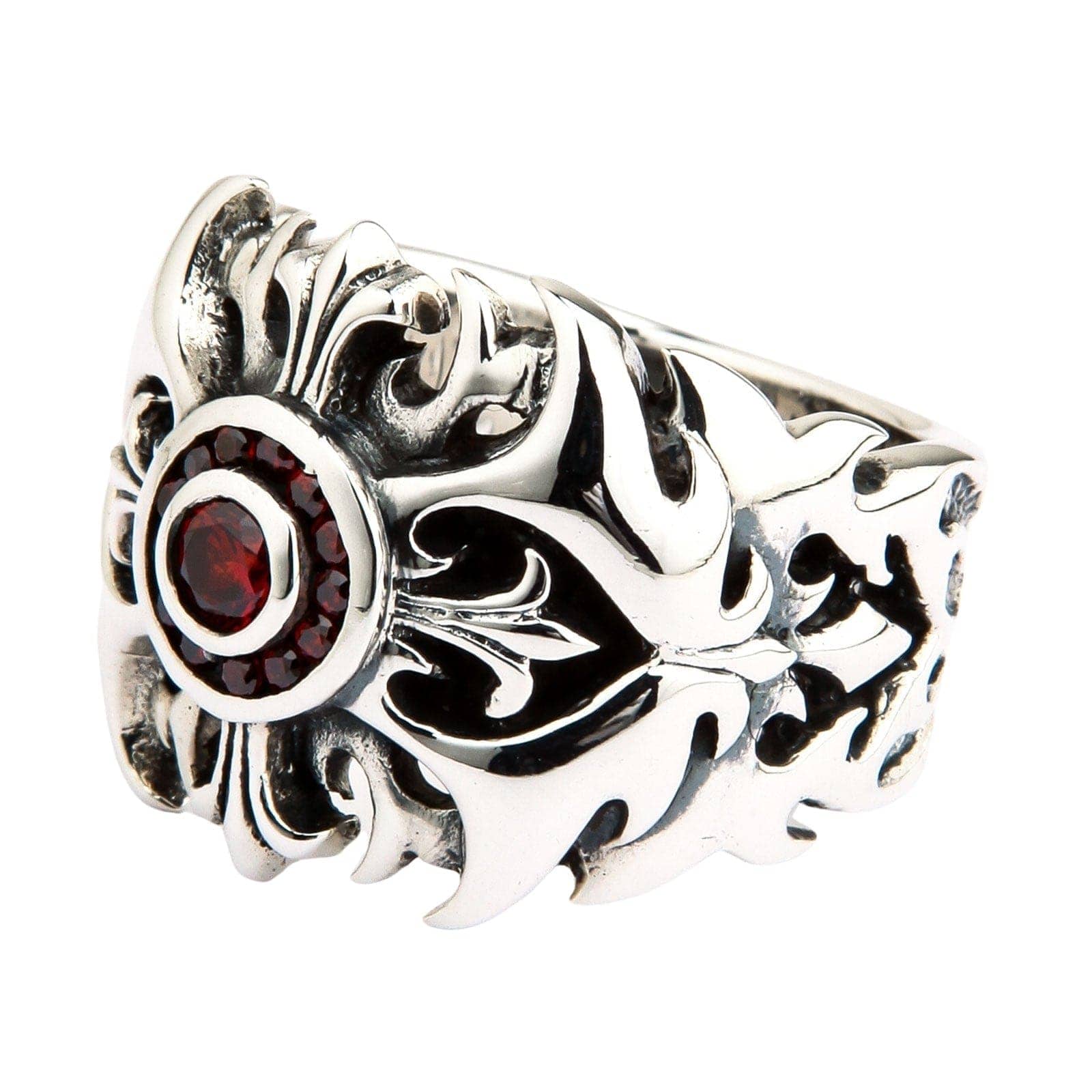 Garnet Tribal Cross Sterling Silver Ring for Women – Elegant Bohemian Jewelry for Everyday Wear, Gifts & Special Occasions