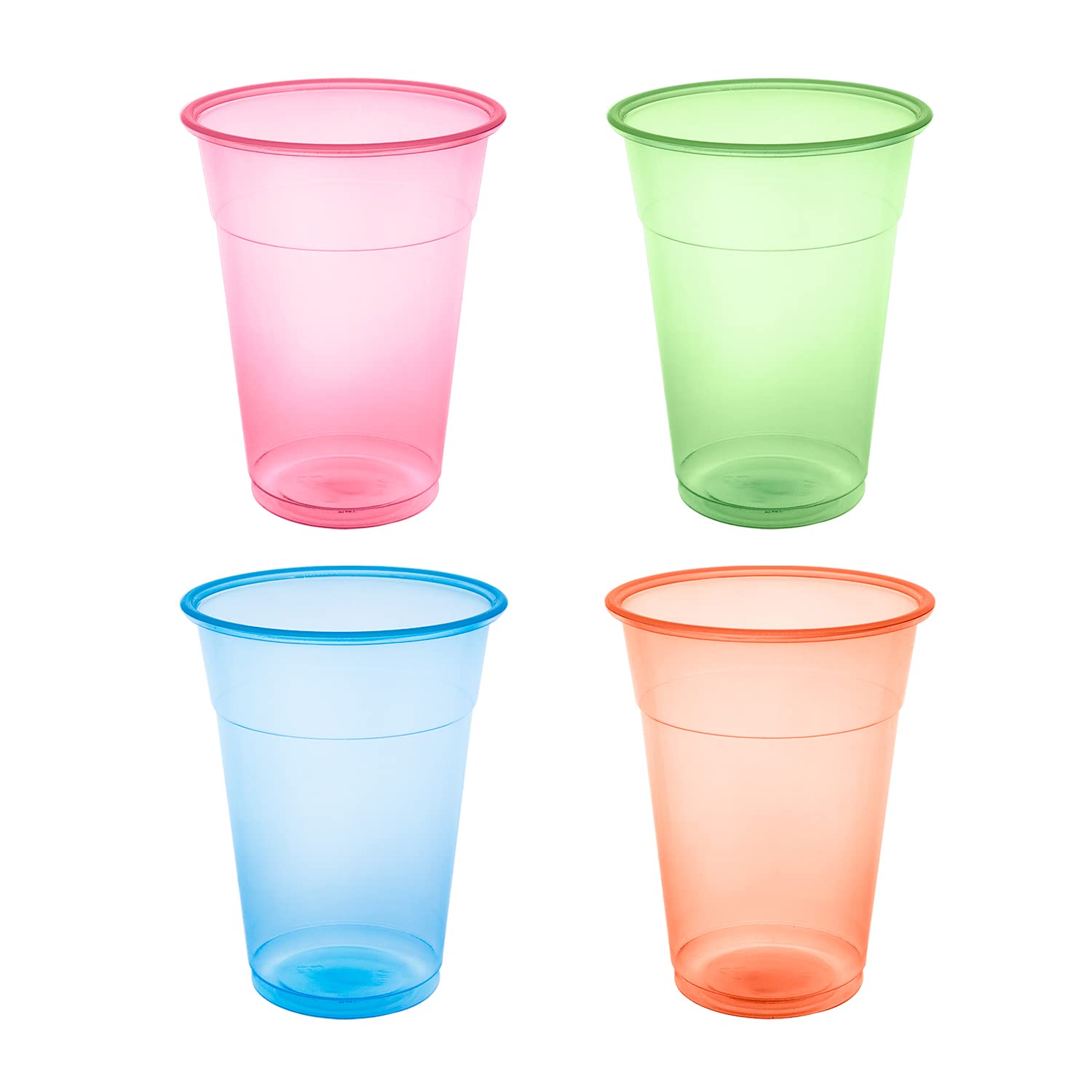 Vibrant Neon 12-Oz Plastic Party Cups - Set of 20 Reusable Tumblers for Birthday, BBQ, Picnic & Outdoor Events - BPA-Free Drinking Glasses for Kids & Adults