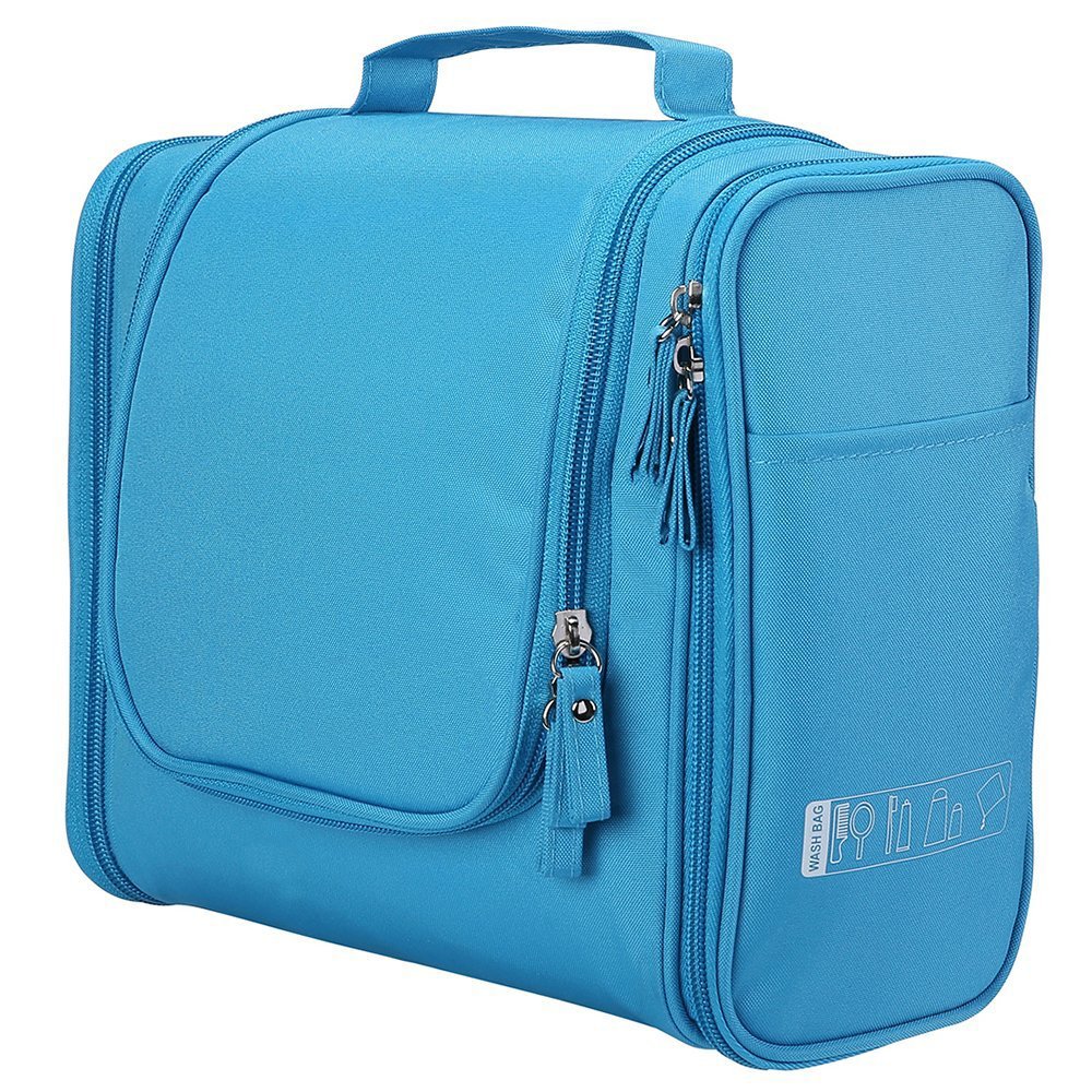 Multifunctional Hanging Travel Toiletry Bag for Men & Women - Waterproof Cosmetic Organizer with Hook - Perfect for Makeup, Grooming & Travel Essentials (Sky Blue) | Ideal for Camping, Gym, Business Trips & Vacation Packing
