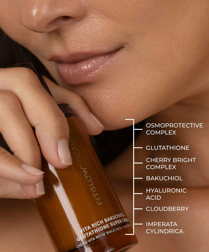 VITA RICH Bakuchiol + Glutathione Anti-Aging Face Cream for Wrinkles & Brightening - Free Sample Included - Perfect for Night Skincare Routine & Daily Moisturizing