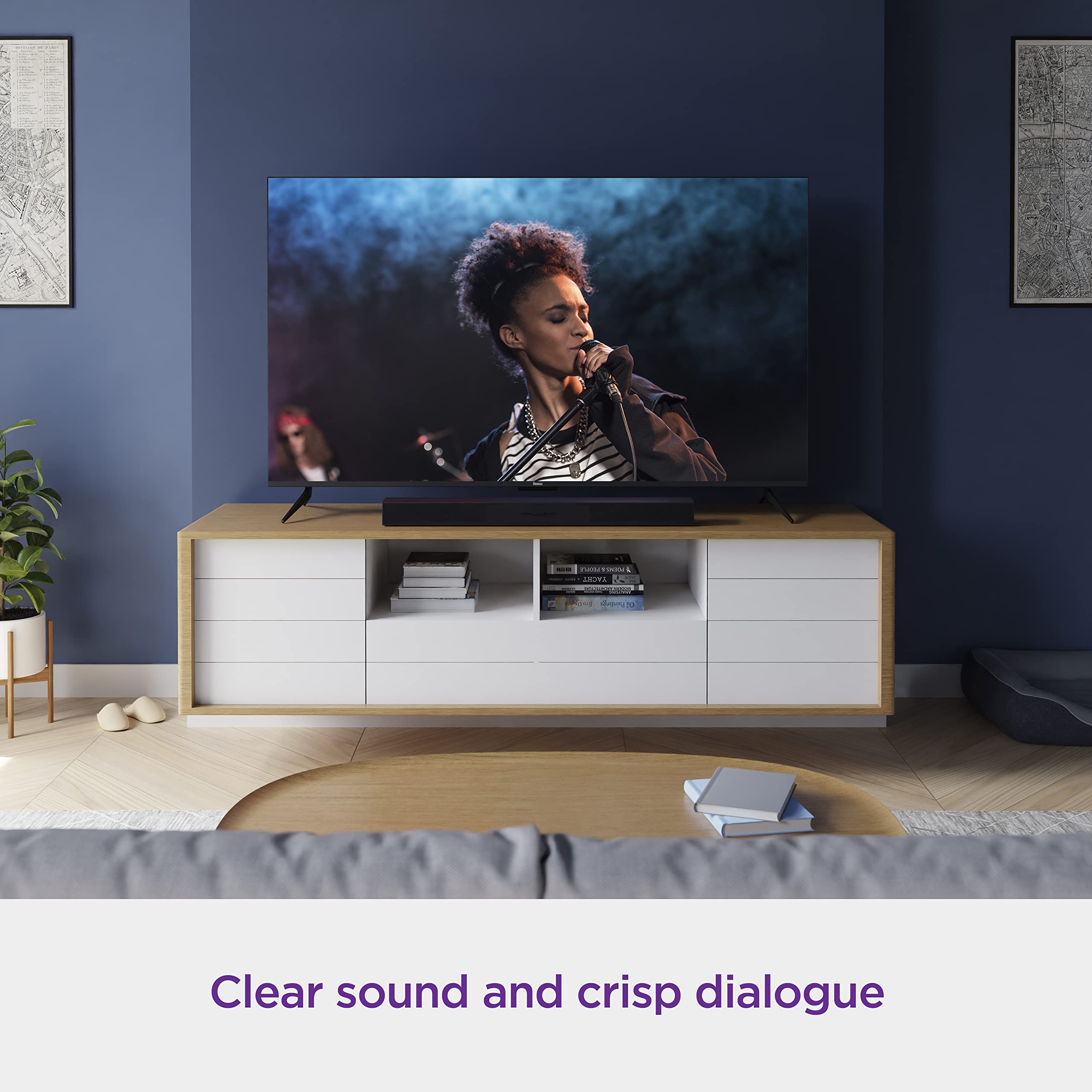 Roku TV Wireless Soundbar with Enhanced Stereo Sound & Clear Dialogue - Easy Wireless Setup for Roku TVs | Perfect for Home Theater, Movie Nights & Gaming