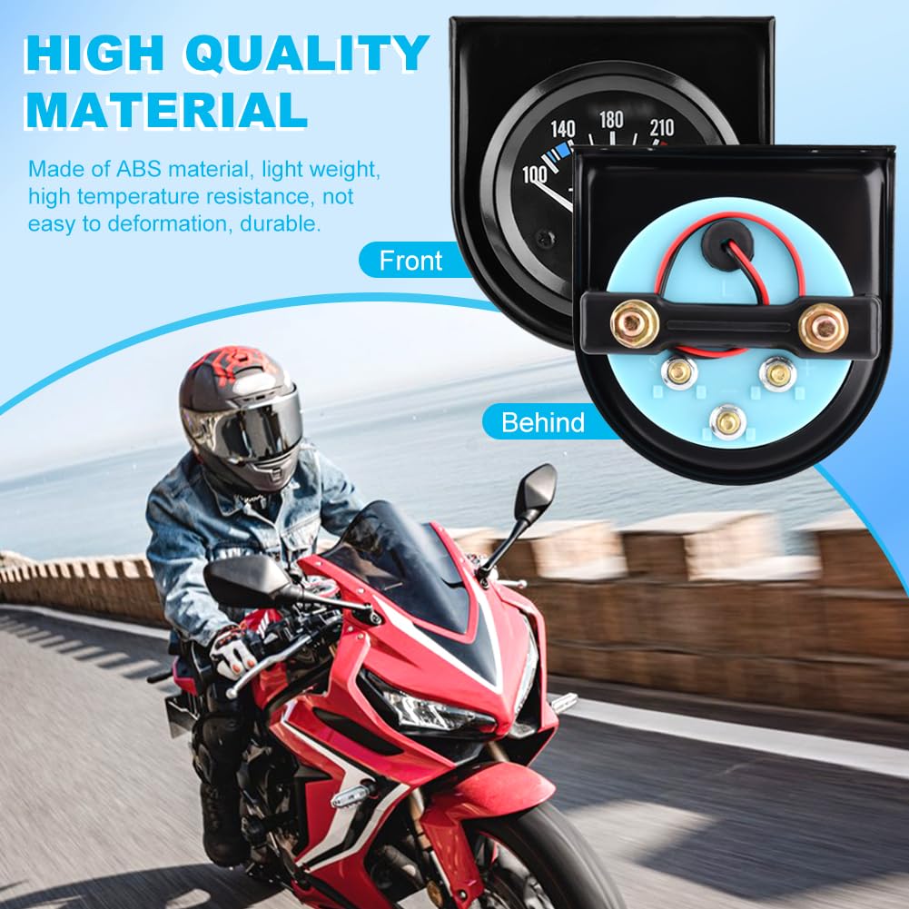 52mm Water Temp Gauge 100-250℉ with LED Backlight for Car, Boat, Truck - Black