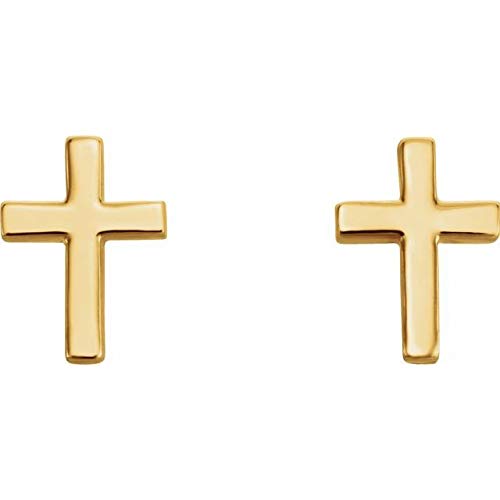 14K Rose Gold Cross Earrings for Women - Dainty Religious Jewelry Gift for Baptism, Confirmation & Everyday Wear