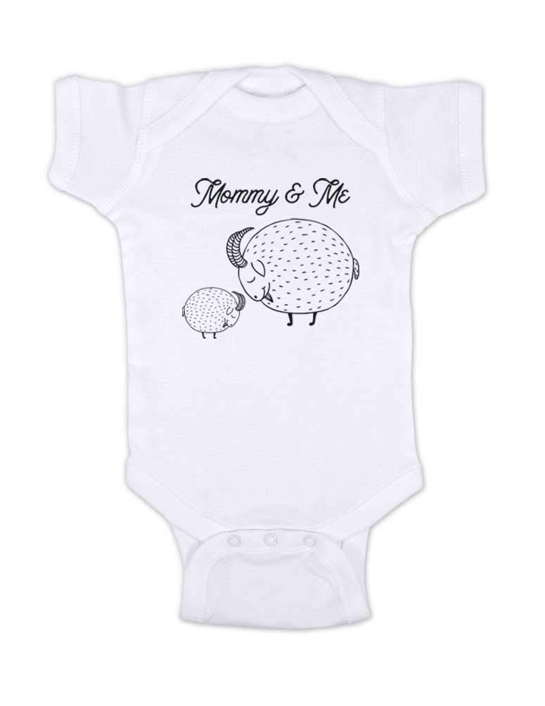 Mommy & Me Matching Goats Cute Pregnancy Announcement Baby Bodysuit - Perfect Baby Shower Gift for Newborns & Parents - Gender Reveal, Maternity Photo Shoot & First Outfit