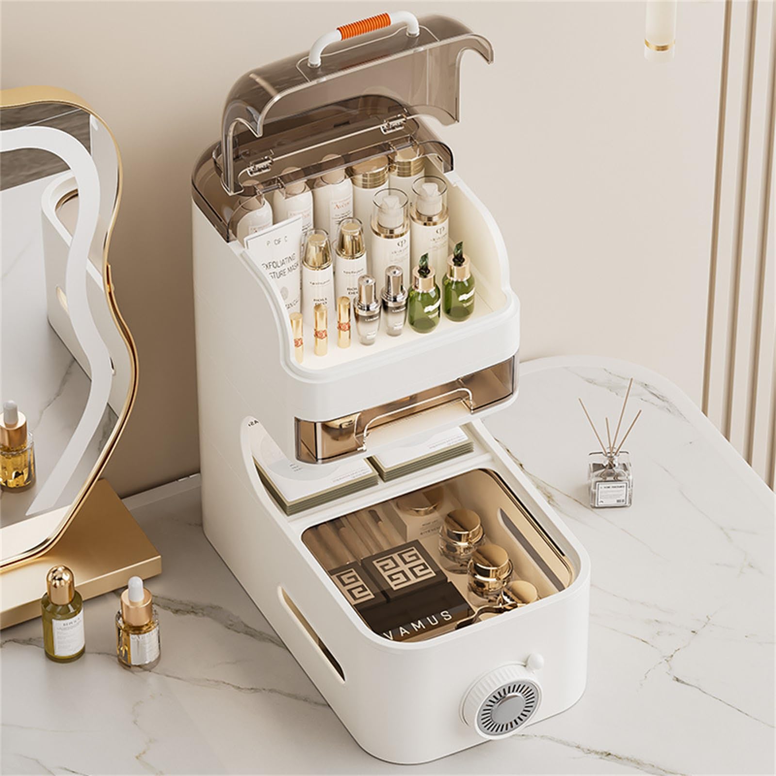 4-Tier Slim Plastic Bathroom Organizer Cabinet with Drawers - Space-Saving Narrow Toilet Paper Holder Stand for Small Bathrooms | Perfect for Apartment, RV & Compact Spaces