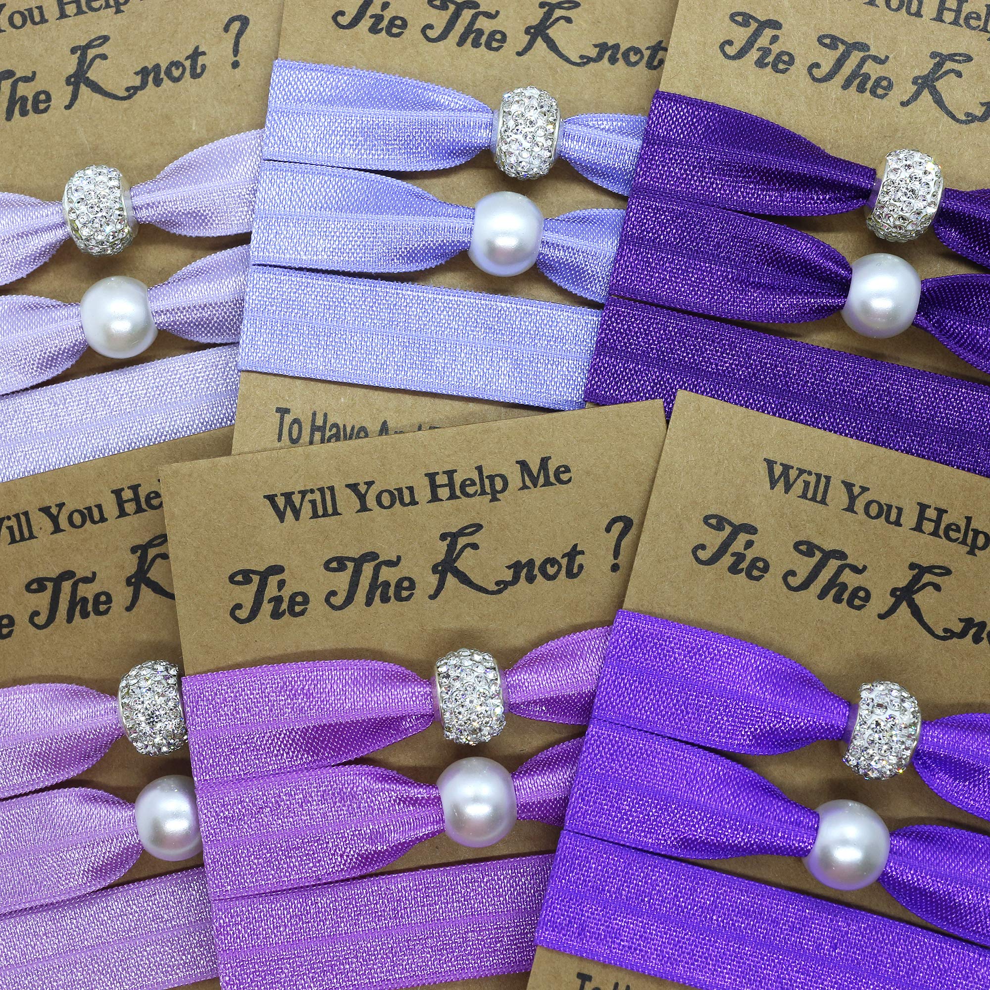 6-Pack Lilac Hair Ties for Bridesmaids - Elegant Wedding Party Favors, Bachelorette Gifts & Bridal Shower Accessories - Perfect for Wedding, Engagement & Special Occasions
