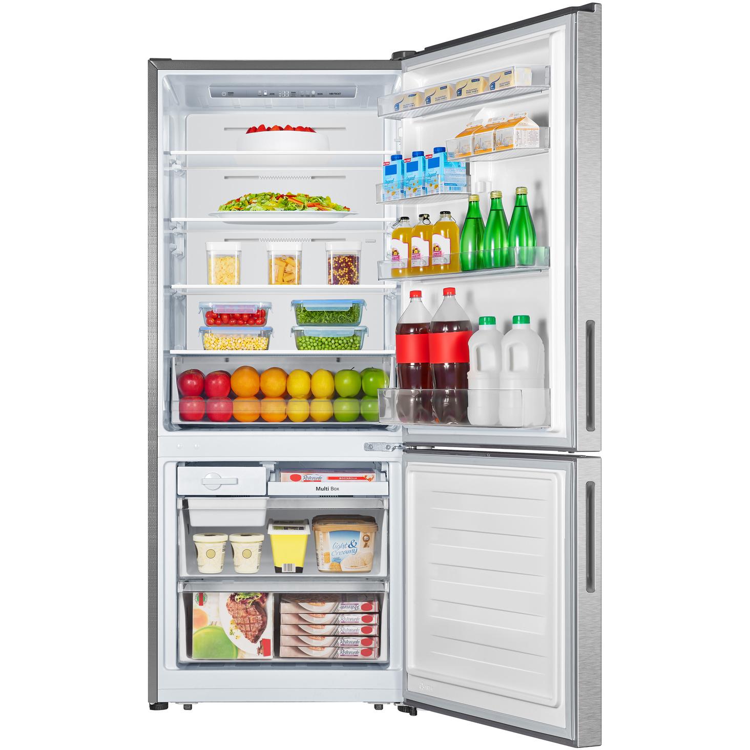 AVIVA 27.6 Inch Counter Depth Bottom Freezer Refrigerator - 14.8 cu.ft Energy Efficient Stainless Steel French Door Fridge for Kitchen, Home, Office & Apartment Use