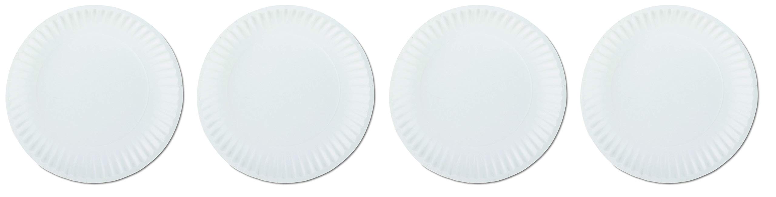 AJM Packaging PP9GREWH 9 Inch White Paper Plates - 10 Packs of 100 (400 Plates Total) - Eco-Friendly Disposable Plates for Parties, Picnics, BBQs & Events