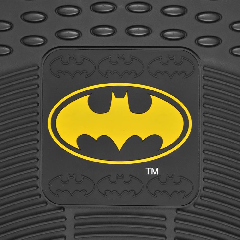 BDK Classic Batman Superhero Car Floor Mats - Officially Licensed Warner Bros DC Comics - All Weather Heavy Duty Rubber Liners for Car, Truck, Van & SUV - Perfect for Comic Fans & Vehicle Protection