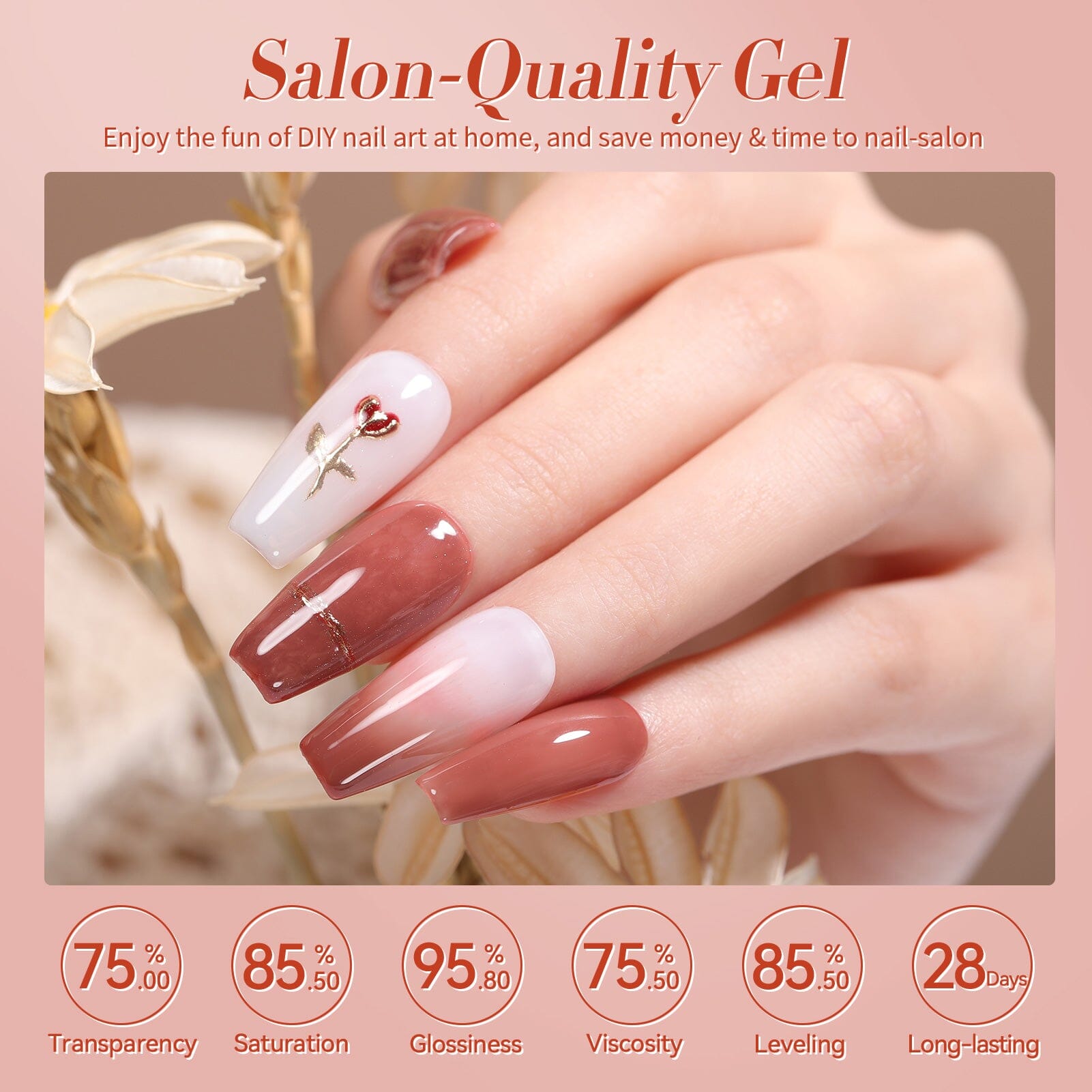 6 Colors Rose Garden Milky Jelly Gel Polish Set - 7ml Long Lasting Nail Polish Kit for DIY Manicure at Home, Salon & Party Nail Art