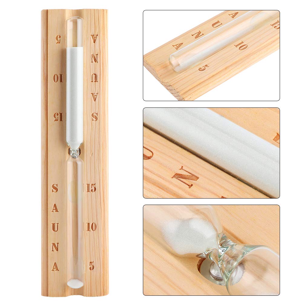 15 Minute Wooden Hourglass Sauna Timer - Sand Timer for Steam Room & Spa Accessories - Perfect for Relaxation, Meditation & Home Sauna Sessions