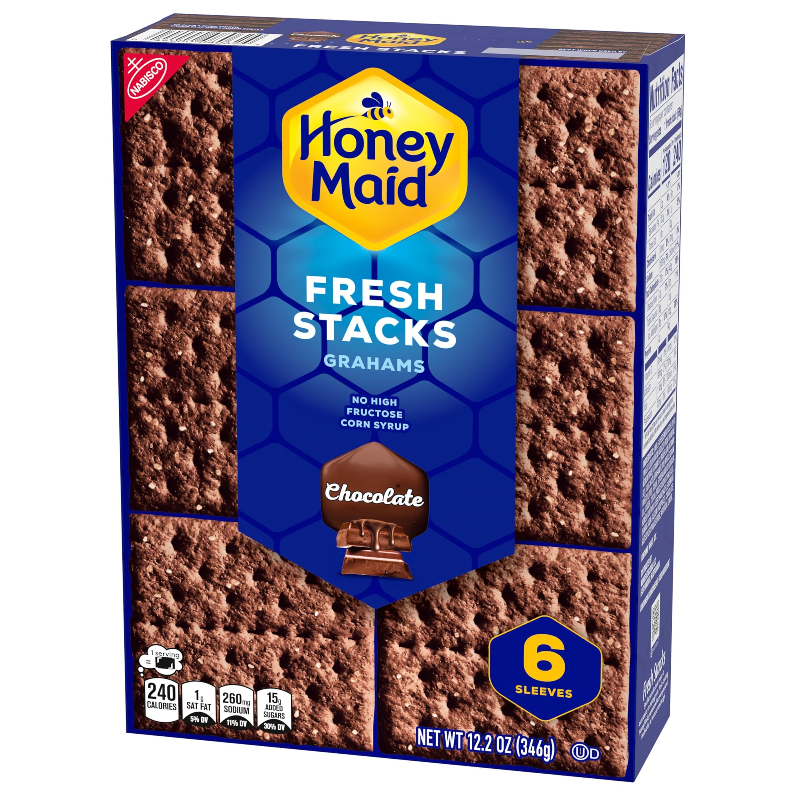 HONEY MAID Fresh Stacks Chocolate Graham Crackers - 36 Individually Wrapped Snack Packs (6 Boxes) | Bulk Travel Snacks for Kids, School Lunches & Office Break