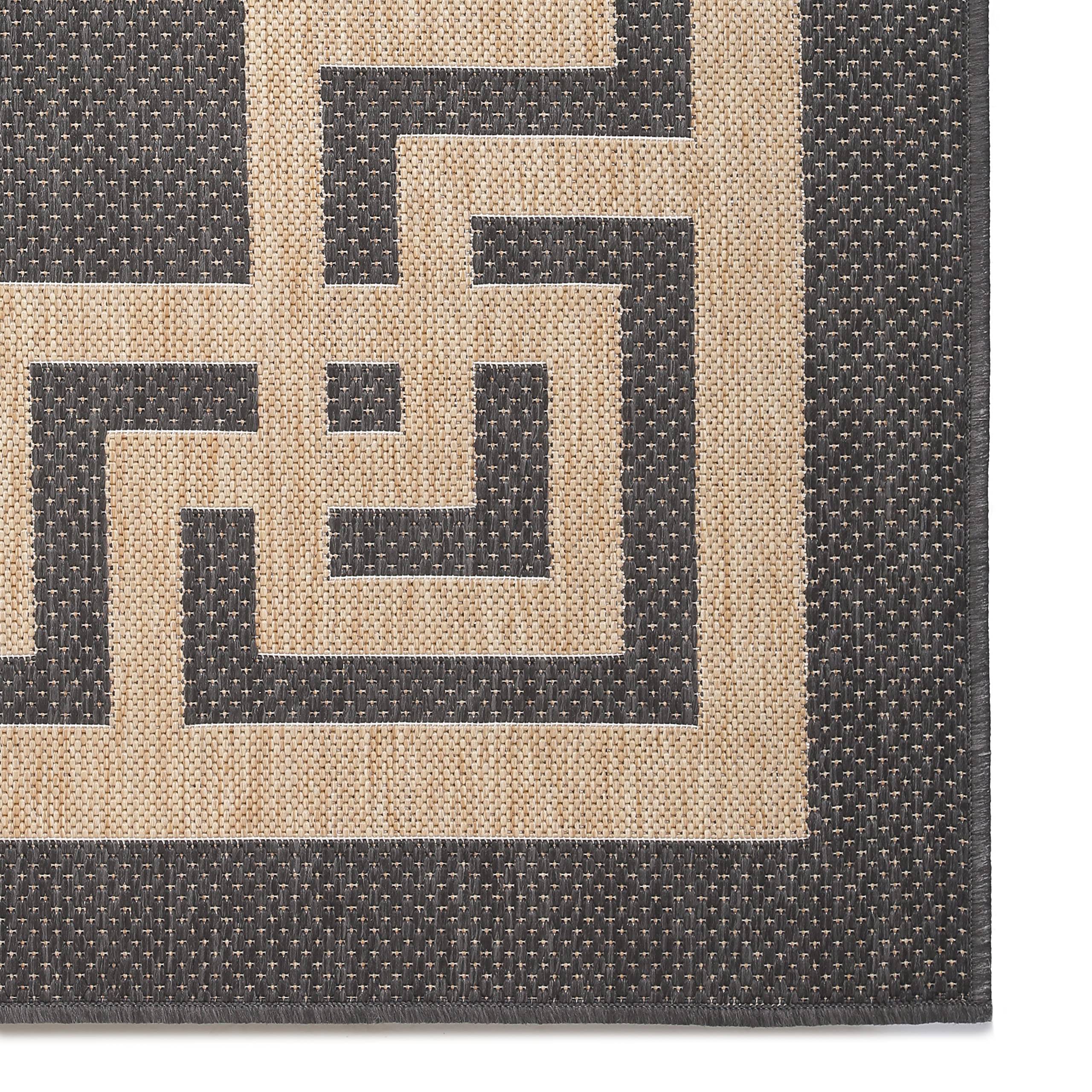 Modern Bordered Indoor/Outdoor Area Rug - Weather-Resistant 8x10 Gray Carpet for Porch, Deck, Balcony, Backyard & Patio - Perfect for Outdoor Entertaining & High-Traffic Areas
