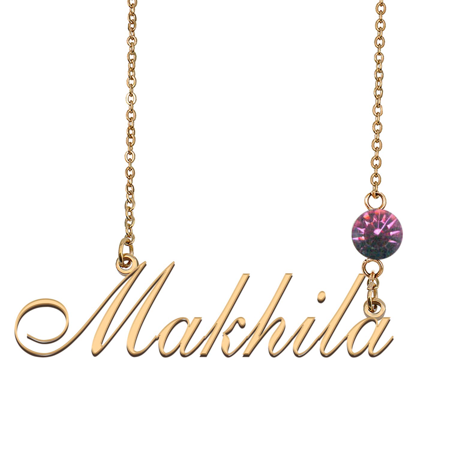 HUAN XUN Personalized 2 Name Necklace with Birthstone Charm Pendant - Perfect Gift for Anniversary, Birthday & Valentine's Day Jewelry