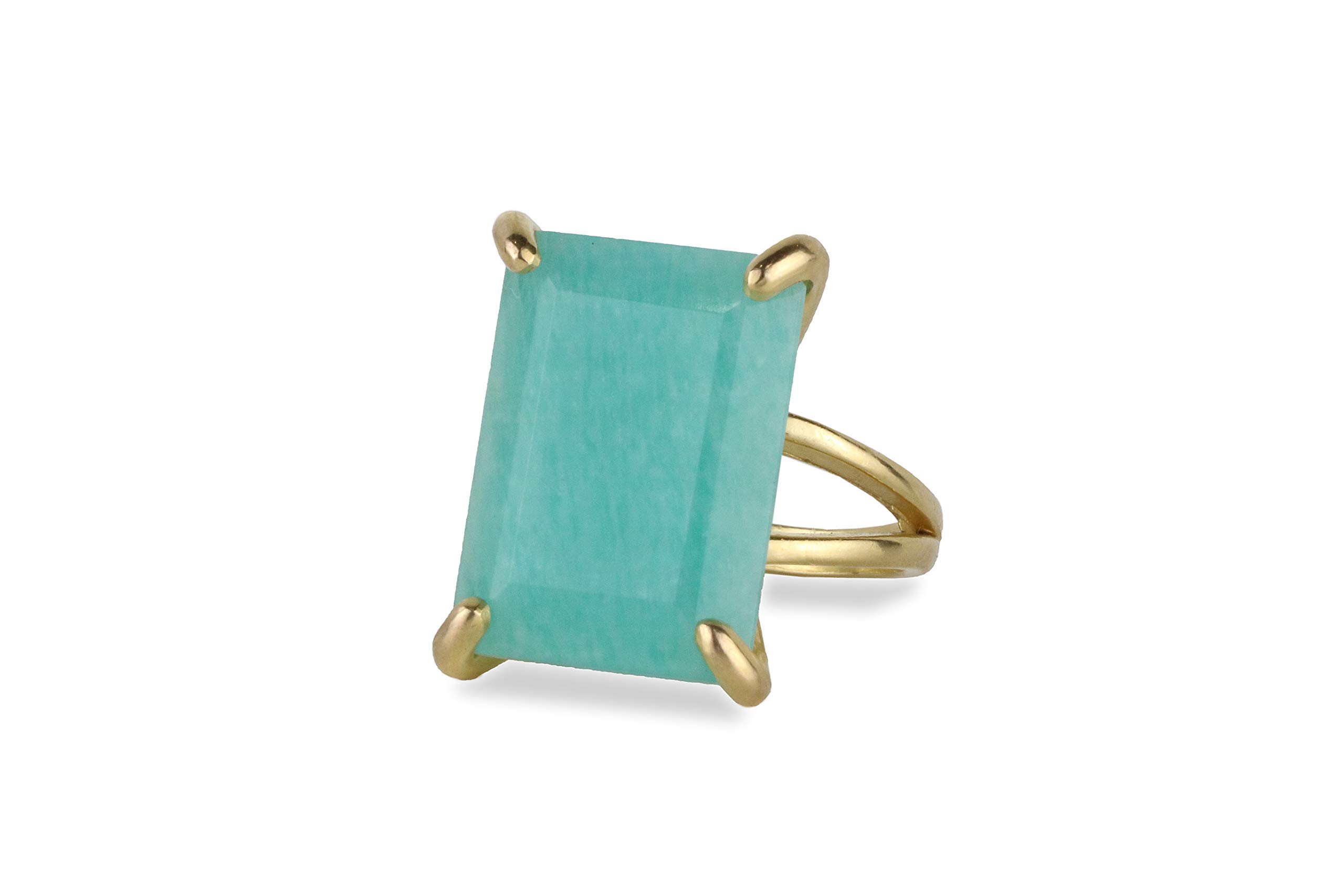 Natural Amazonite Gemstone 14k Gold Ring - Handmade Statement Jewelry for Women - Customizable Size & Finish - Perfect for Weddings, Engagements & Gifts | Elegant Fashion Accessory for Everyday Wear & Special Occasions