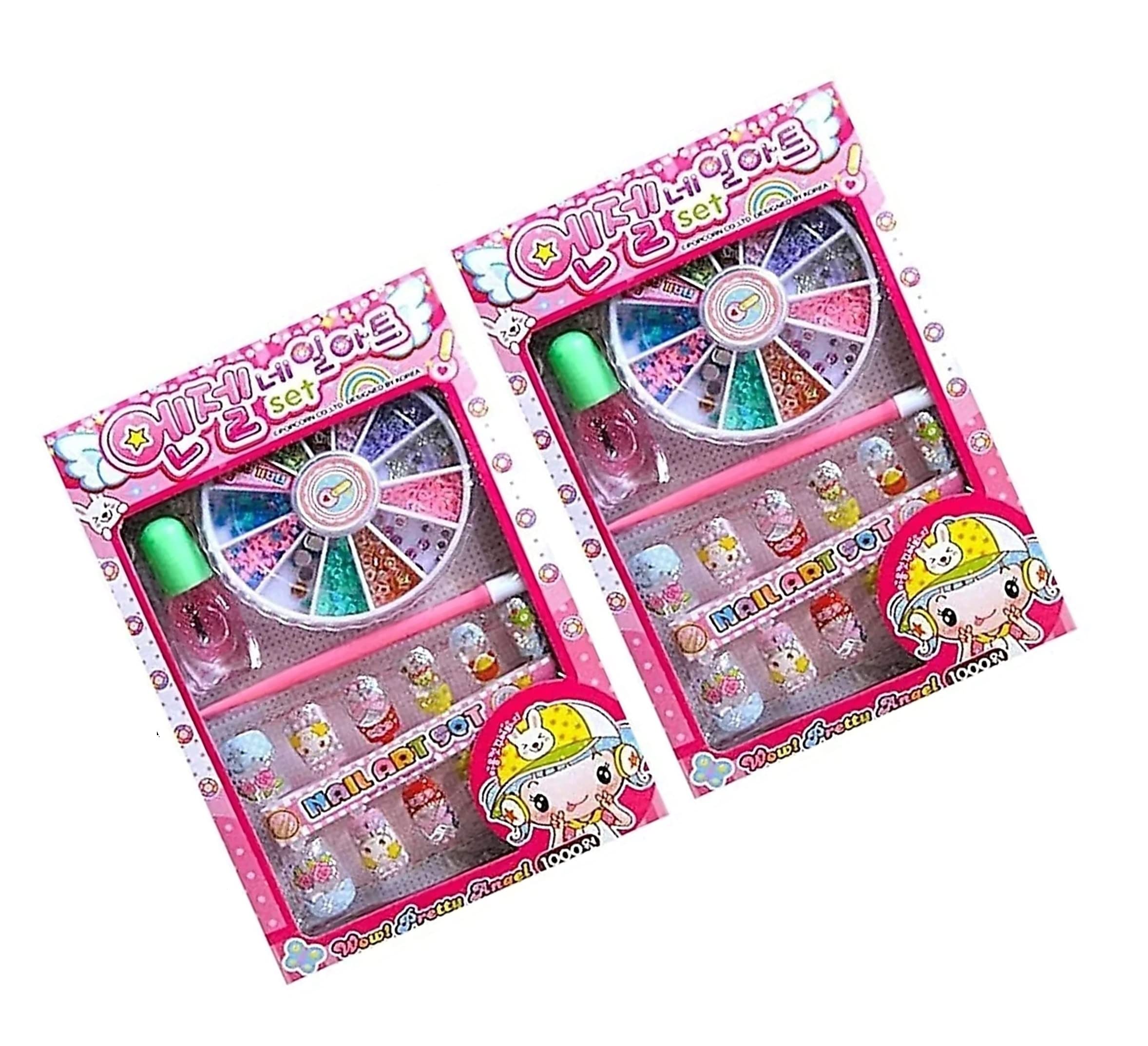 Karic Cute Nail Art Kit for Girls - Best Kids Gift Set with 24 Multicolor Nail Polish & Accessories (Pack of 2) - Perfect for Birthday Parties, DIY Home Spa & Creative Playtime