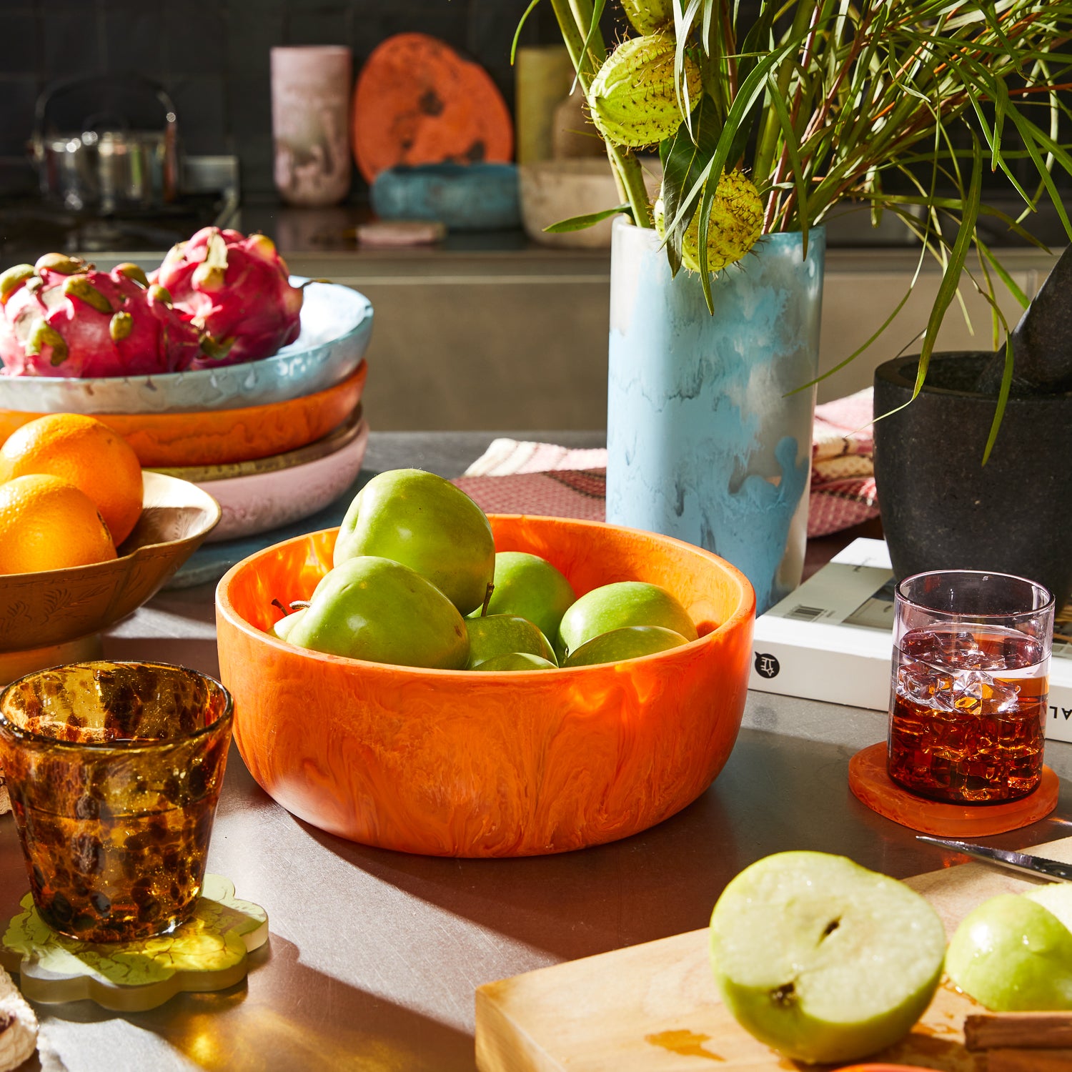 Mazzinni Bowl - Premium Persimmon Serving Bowl for Fruits, Salads & Snacks - Elegant Kitchen & Dining Tableware for Home Entertaining