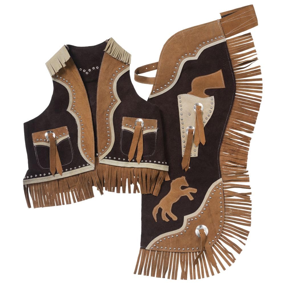 Tough 1 Western Chaps Kids Premium Vest Set with Design 63-2862 | Durable Cowboy Outfit for Boys & Girls | Perfect for Rodeo, Horse Riding & Western Costume Parties