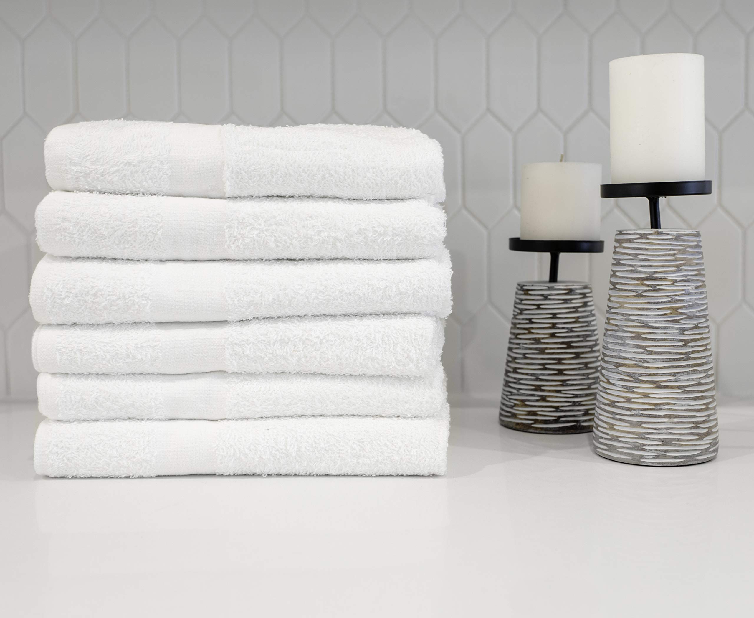 Premium 100% Cotton Lightweight Bath Towels Set - 22x44 Inches Ultra Absorbent Quick-Dry Hotel Collection - Bulk Pack of 24 White Towels for Spa, Pool, Gym & Home Use - Soft Luxury Bath & Beach Towels for Everyday Comfort