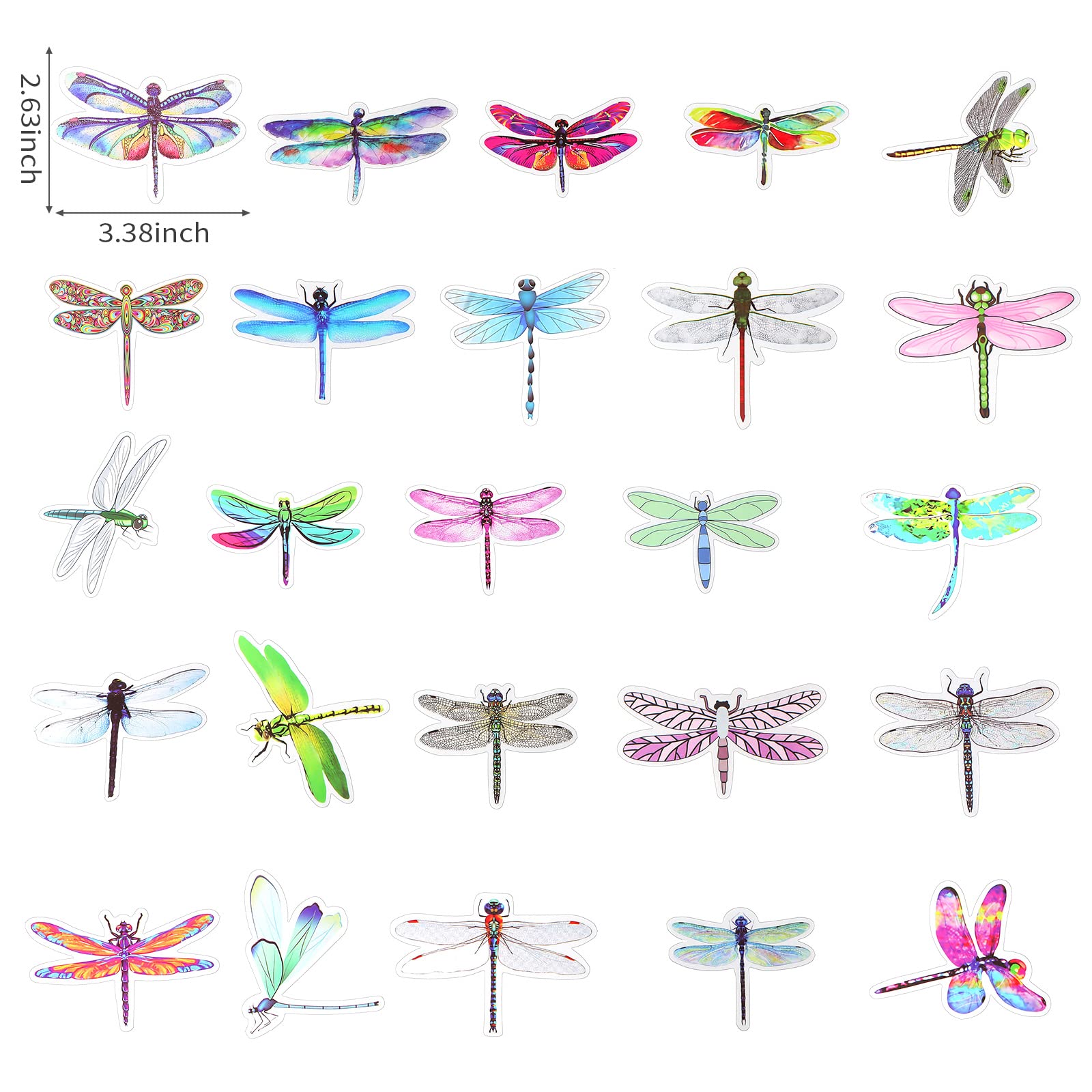100 Pcs Dragonfly Stickers - Waterproof Vinyl Decals for Water Bottles, Laptops, Cars, Skateboards | Beautiful Insect Decor for DIY Crafts, Scrapbooking & Luggage Personalization