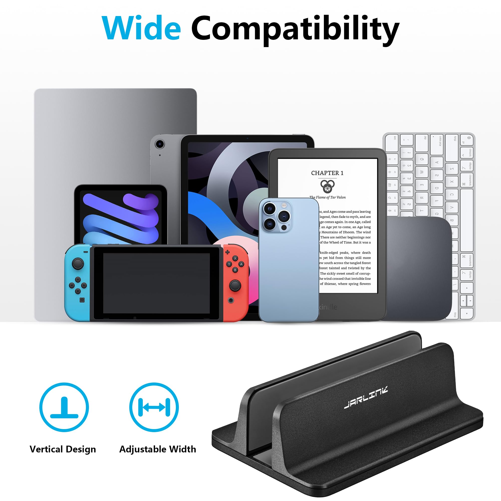 JARLINK Adjustable Aluminum Laptop Stand Holder for MacBook Pro/Air, Surface, Dell & Gaming Laptops up to 17.3