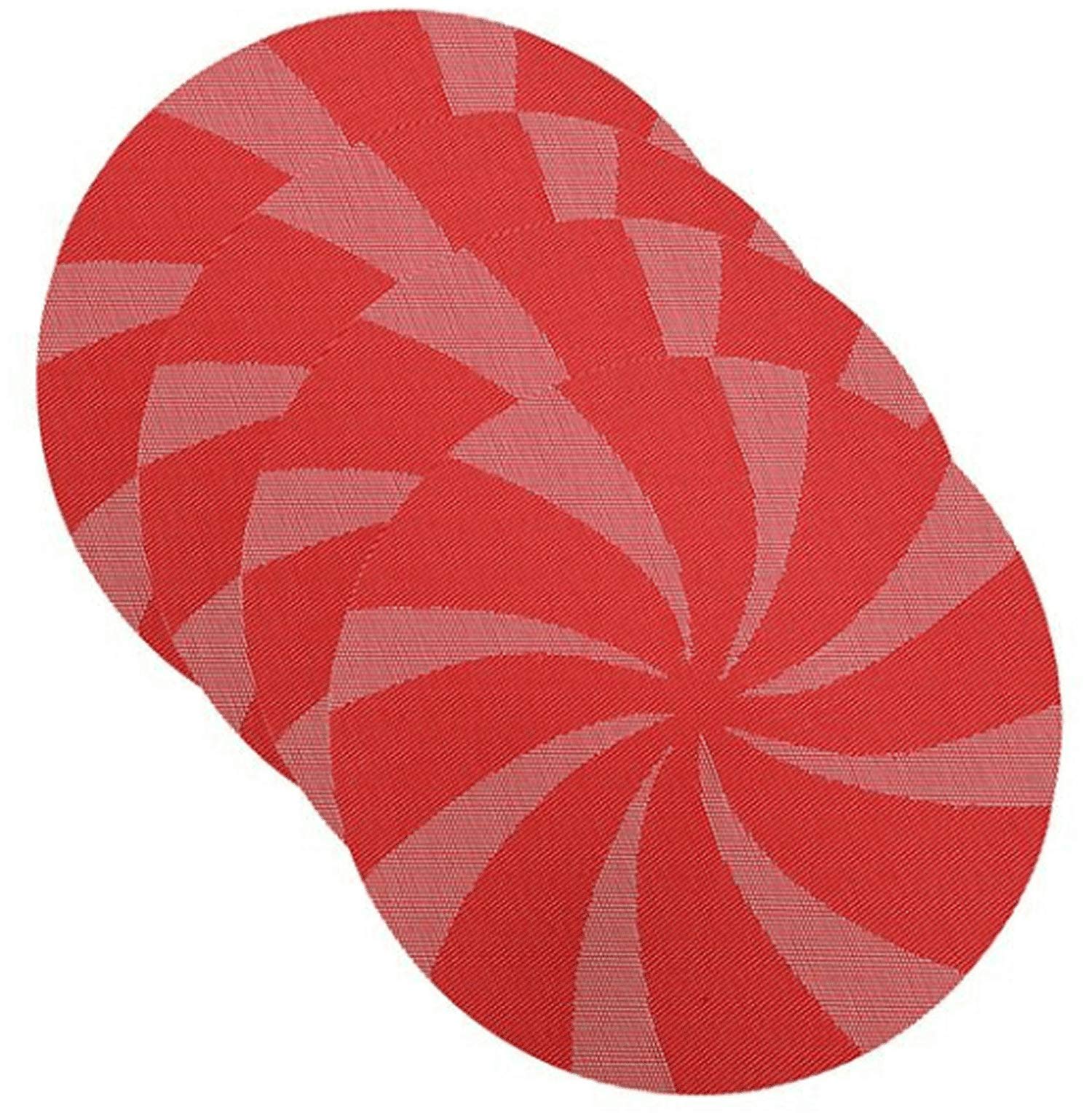 Round Peppermint Candy Design Placemats Set of 4 - Holiday Dining Decor for Christmas Table Setting, Party Dinner, and Festive Home Decor