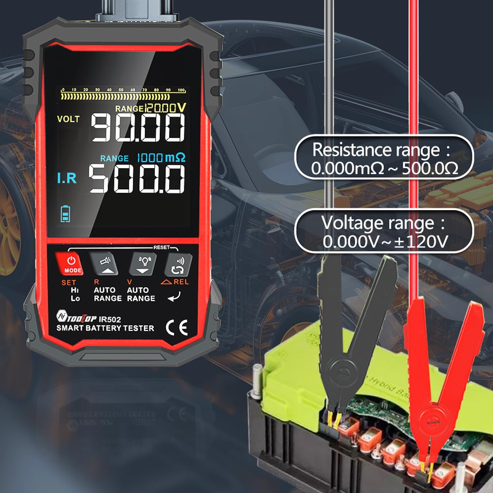 WOTAO 3.2-inch Digital Battery Internal Resistance Tester - Professional Voltage Measurement Device with Self-Calibration, Dual Alarm & Auto Shutoff - Perfect for Car Batteries, Solar Panels & Electronics Maintenance