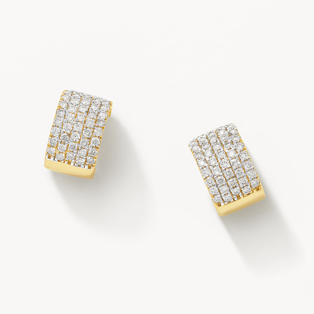 10k Gold Diamond Pave Huggie Hoop Earrings for Women - Perfect for Everyday Wear, Parties & Special Occasions