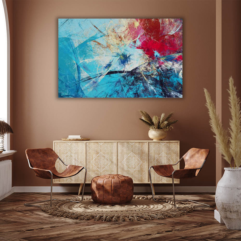 Abstract Blue & Red Wall Art Canvas Painting - Modern Home Decor for Living Room, Bedroom & Office - Perfect Gift for Housewarming & Holidays