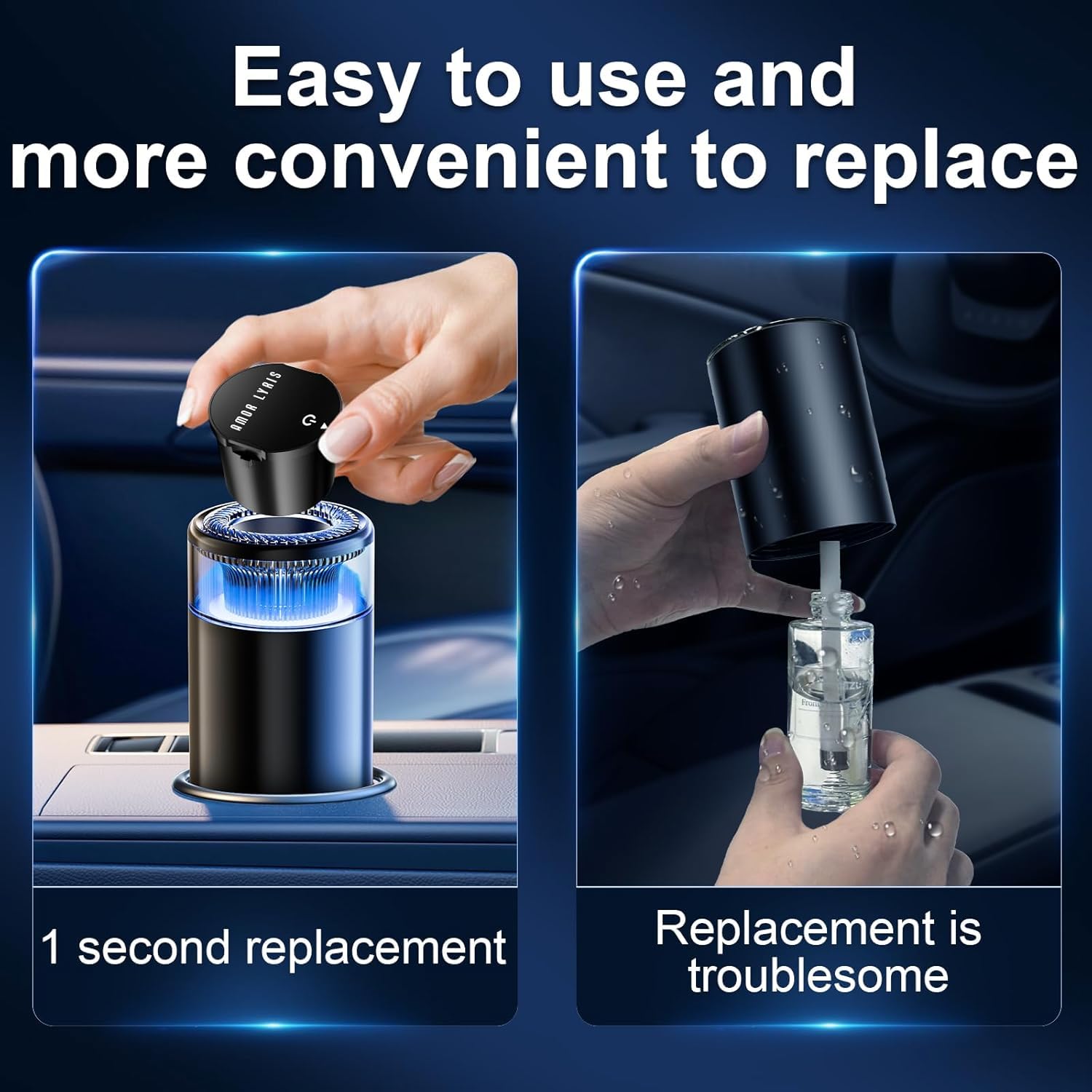 2025 Smart Car Air Freshener Diffuser - 3 Adjustable Spray & LED Light Modes, 1000+ Uses Long-Lasting Aroma, AI Auto On/Off, Powerful Battery Life (Misty Forest Scent) - Perfect for Cars, Offices & Small Spaces