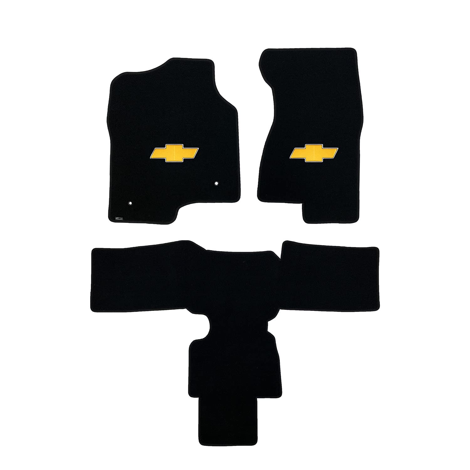 Premium Custom-Fit Carpeted Floor Mats for Chevy Tahoe 2000-2006 | Luxury Car Floor Liners with Gold Bowtie Design (Black, 3-Piece Set, Captain Style) - Perfect for All-Weather Protection & Enhanced Interior Comfort