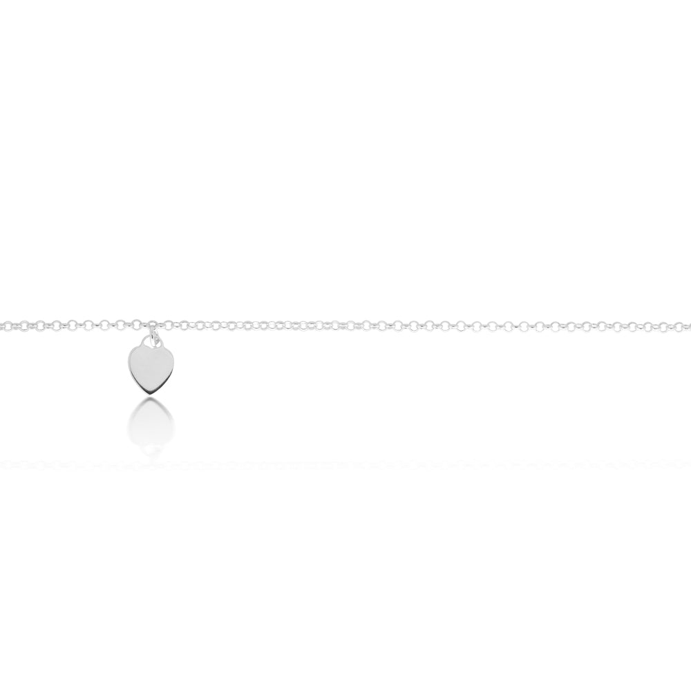 25cm Sterling Silver Heart Charm Anklet Bracelet - Dainty Adjustable Ankle Chain for Women, Perfect for Beach, Wedding & Everyday Wear