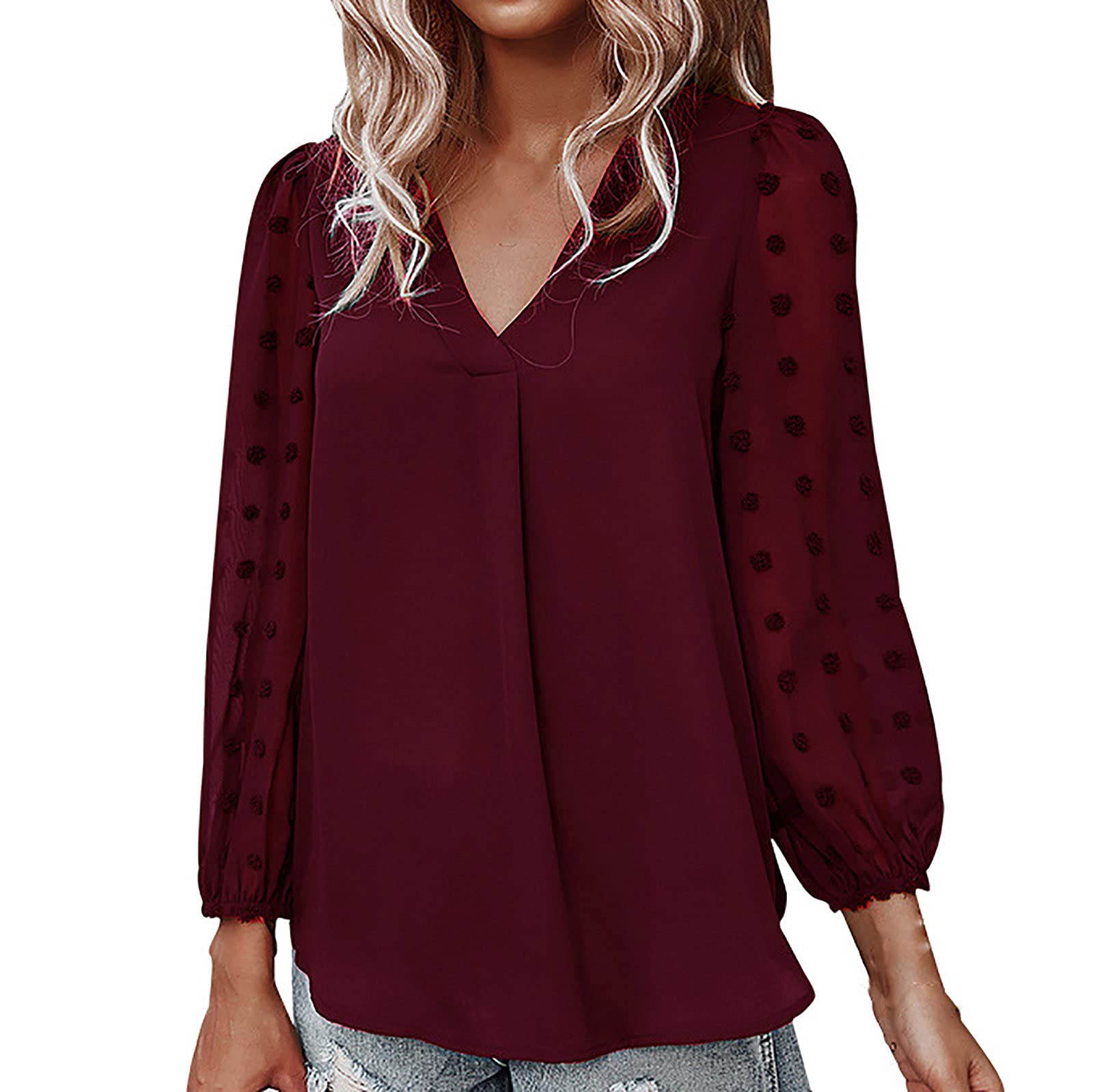 Elegant Women's Chiffon Tunic Top - V-Neck Loose Flowy Pom Pom Blouse for Summer | Casual Wear, Office Outfits & Special Occasions