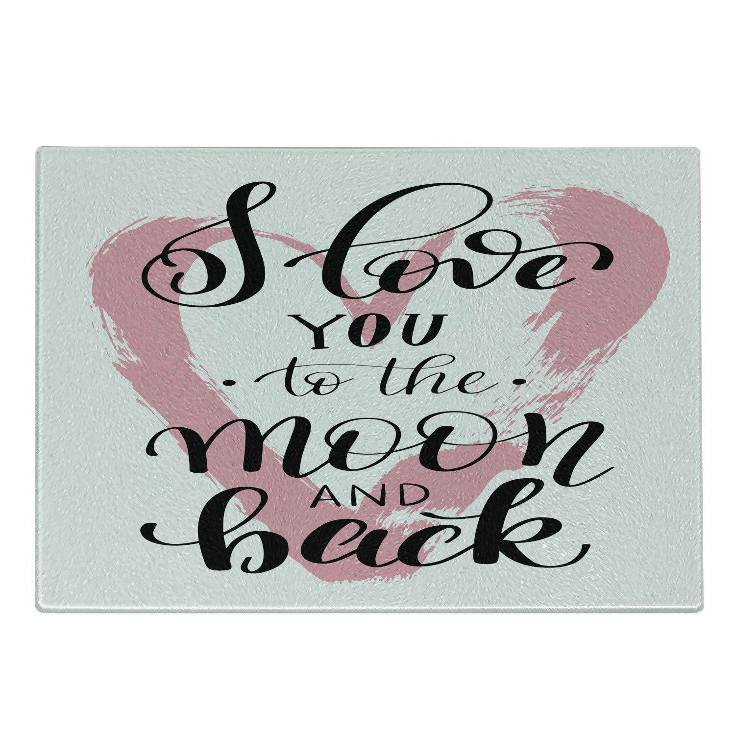 Ambesonne I Love You Tempered Glass Cutting Board - Watercolor Heart Print, Small Size (Pale Pink & White) - Perfect for Valentine's Day Gifts, Anniversary, Housewarming, and Kitchen Decor