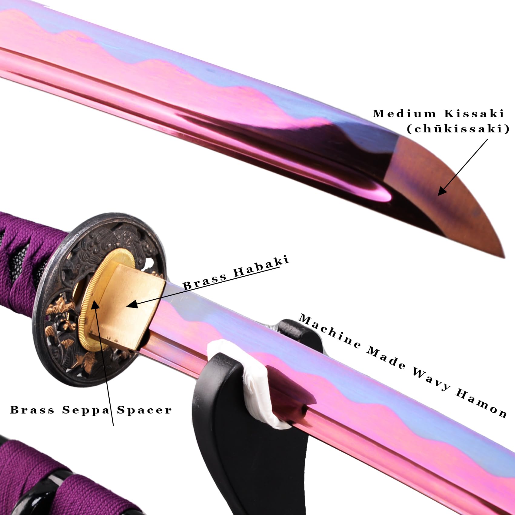 41 Inch Handmade Japanese Samurai Katana Sword - Full Tang Carbon Steel Blade - Perfect for Cosplay, Martial Arts Training, Home Decoration & Self Defense - Authentic Samurai Gift for Men & Collectors